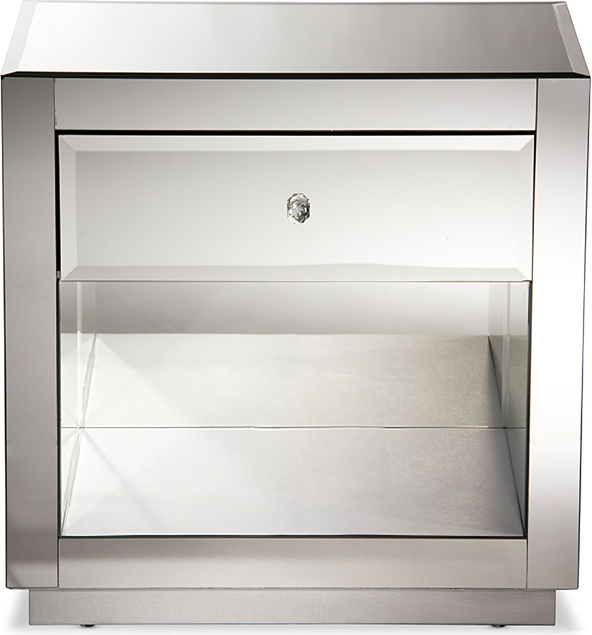 Baxton Studio Rochadh Modern and Contemporary Hollywood Glamour Style 1-drawer and 1-shelf End Table