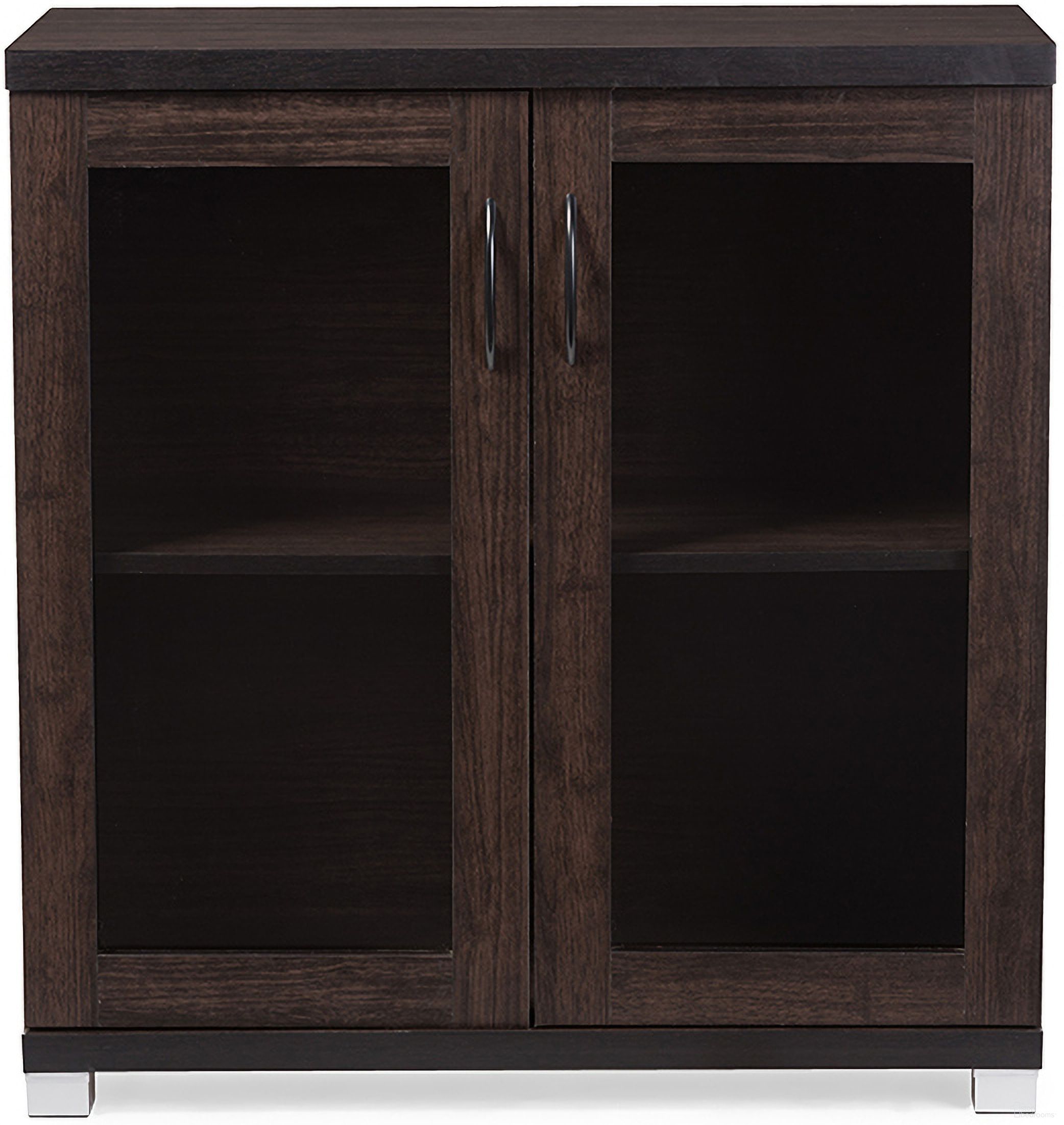 Baxton Studio Zentra Modern And Contemporary Dark Brown Sideboard Storage Cabinet With Glass Doors