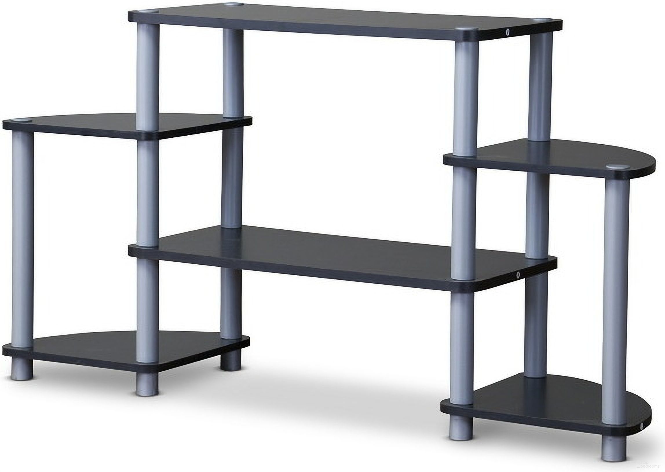 Baxton Studio Orbit Black And Silver 3-Tier Tv Stand