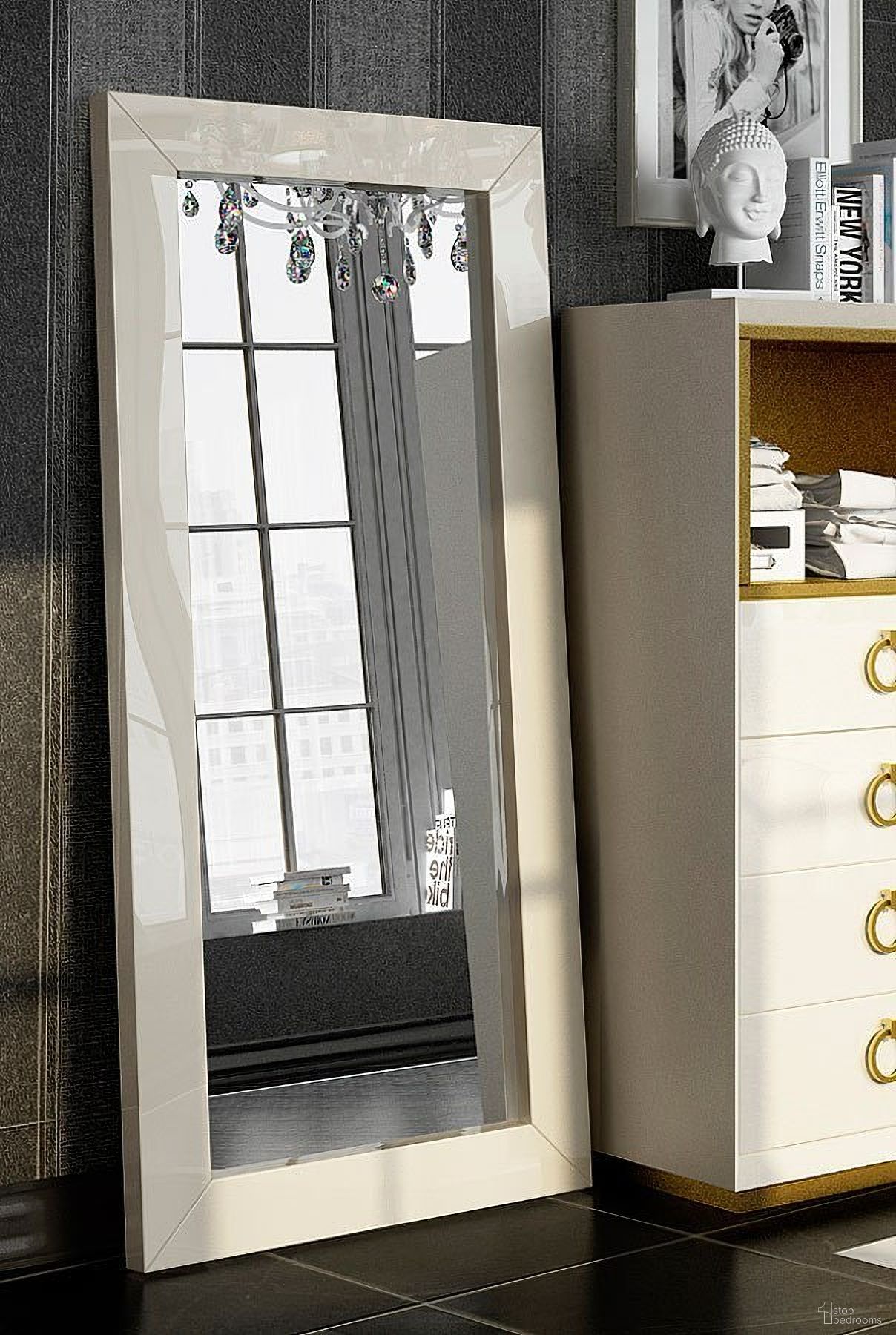 The appearance of Velvet Double Dresser Mirror/ Floor Mirror designed by ESF in the modern / contemporary interior design. This cream piece of furniture  was selected by 1StopBedrooms from Velvet Collection to add a touch of cosiness and style into your home. Sku: VELVETMIRRORDD. Material: MDF.