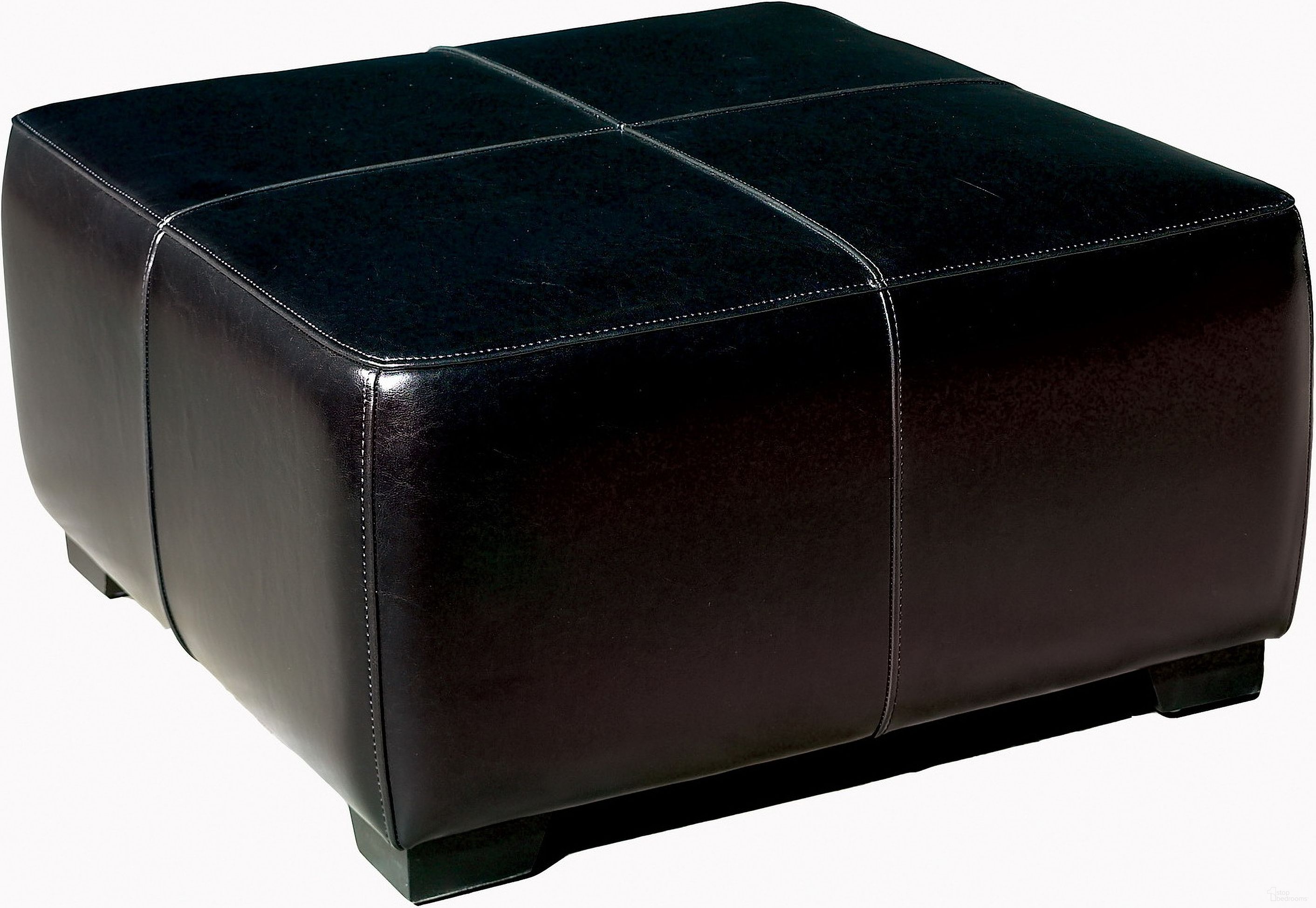 The appearance of Baxton Studio Black Full Leather Square Ottoman Footstool designed by Baxton Studio in the modern / contemporary interior design. This black piece of furniture  was selected by 1StopBedrooms from Black Collection to add a touch of cosiness and style into your home. Sku: Y-052-023-black. Material: Faux Leather.