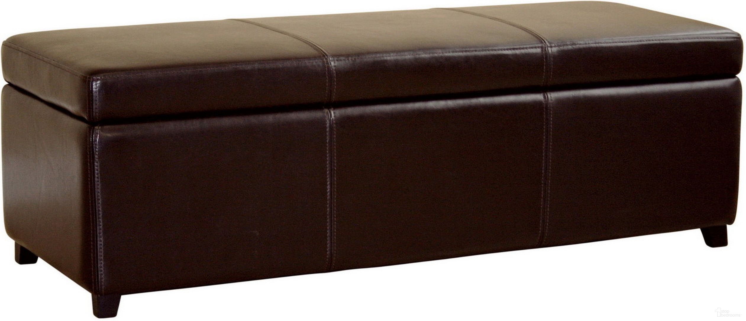 Baxton Studio Dark Brown Faux Leather Storage Bench Ottoman with Stitching