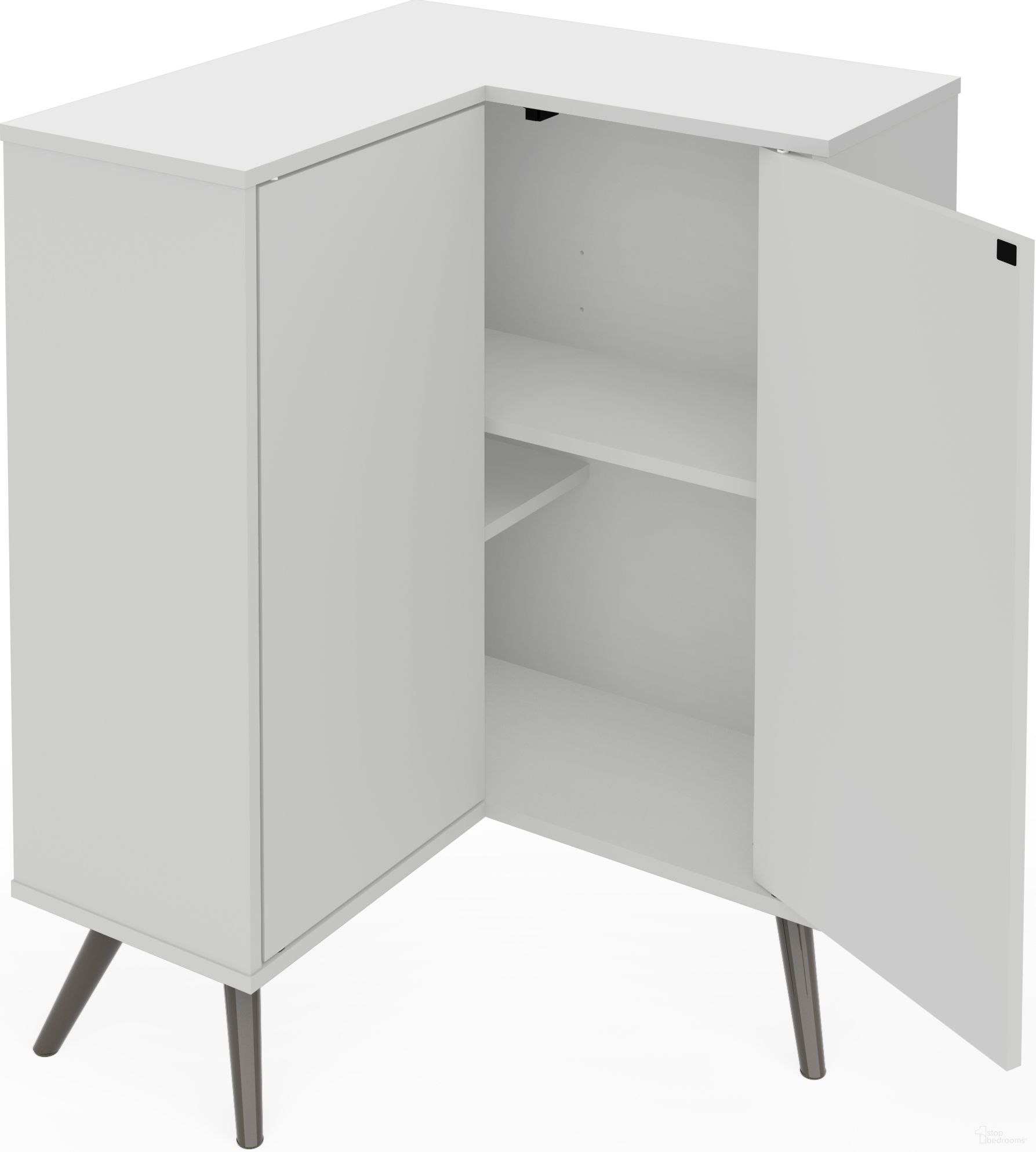 Bestar Small Space Krom Corner Storage Unit In White 1StopBedrooms