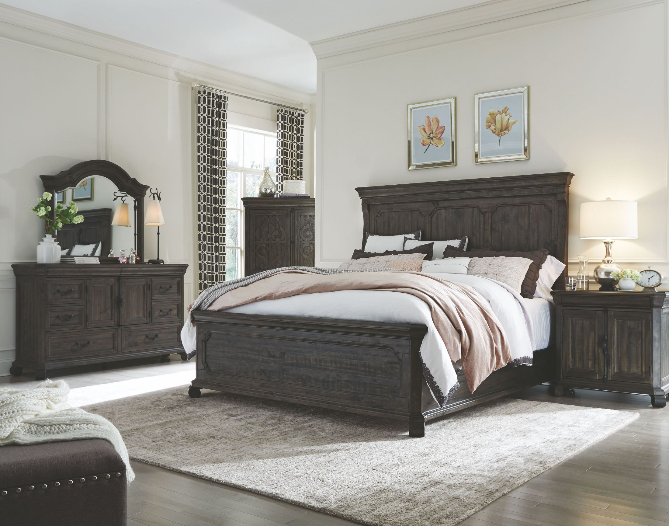 Bellamy Peppercorn Queen Panel Bed by Magnussen 1StopBedrooms