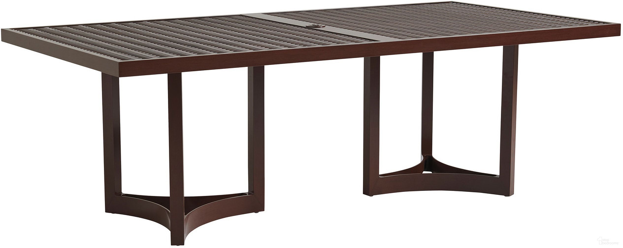 The appearance of Abaco Rectangular Dining Table In Medium Brown designed by Tommy Bahama in the transitional interior design. This medium brown piece of furniture was selected by 1StopBedrooms from Abaco Collection to add a touch of cosiness and style into your home. Sku: 3420-876C. Material: Aluminum. Table Top Shape: Rectangular.
