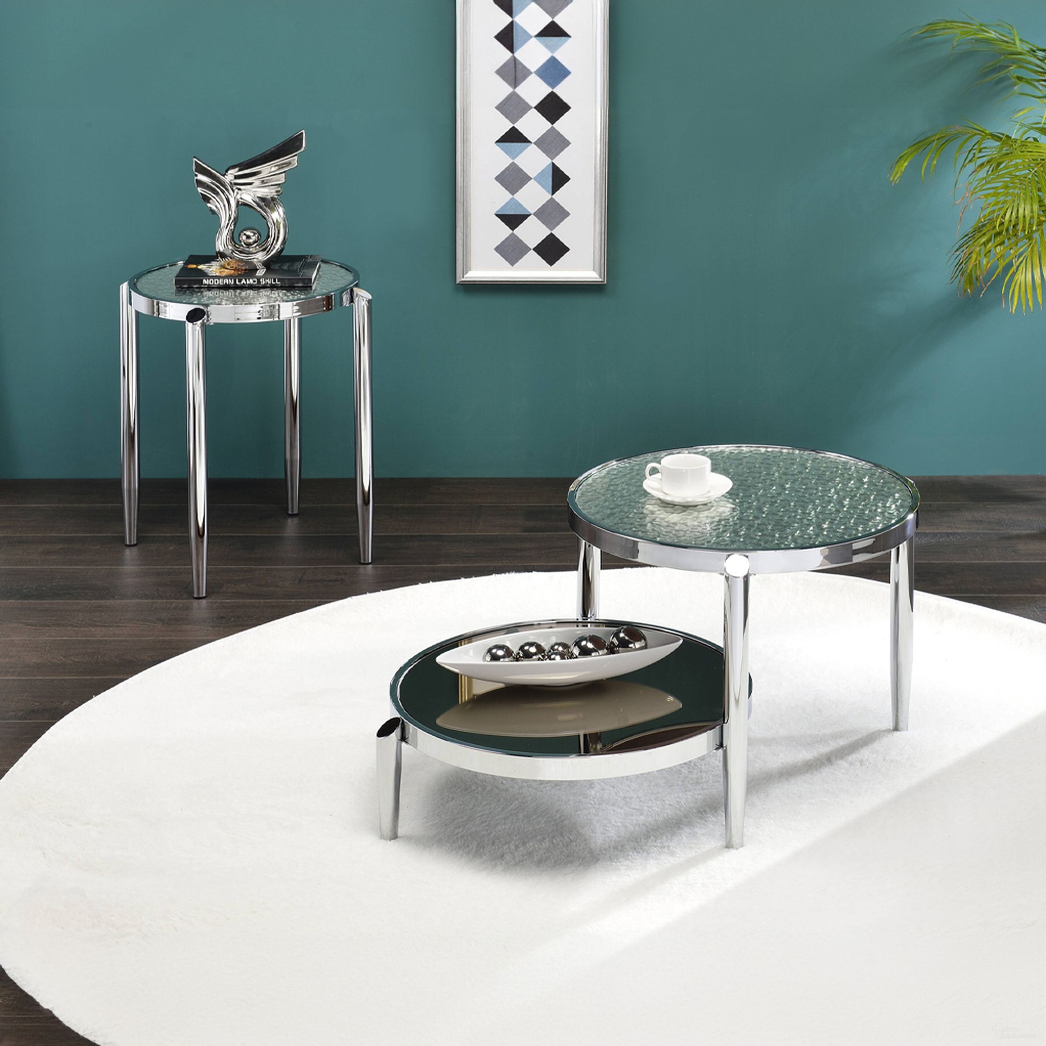 The appearance of Abbe Occasional Table Set In Chrome designed by ACME in the modern / contemporary interior design. This chrome piece of furniture  was selected by 1StopBedrooms from Abbe Collection to add a touch of cosiness and style into your home. Sku: LV00572;LV00573. Material: Metal.