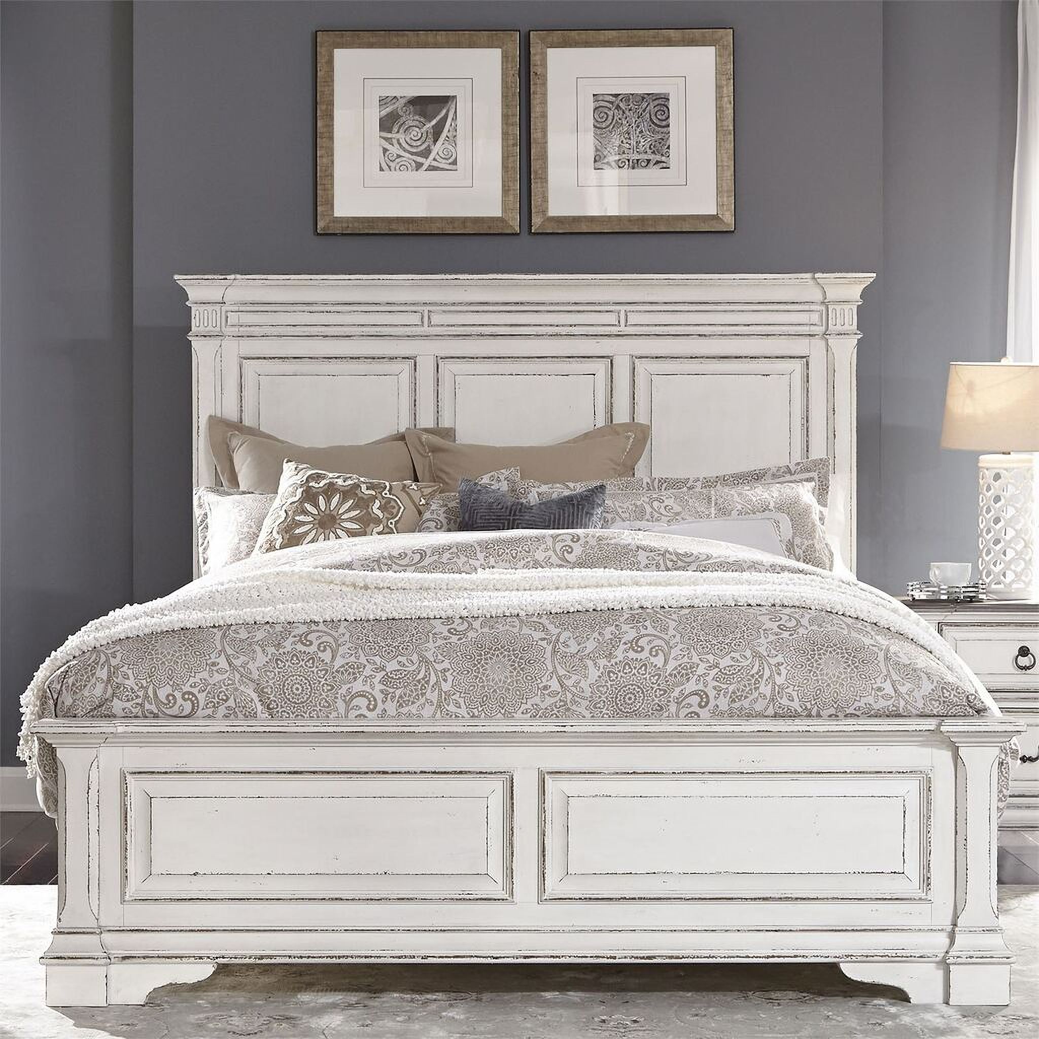 The appearance of Abbey Park Antique White Queen Panel Bed designed by Liberty in the traditional interior design. This white piece of furniture was selected by 1StopBedrooms from Abbey Park Collection to add a touch of cosiness and style into your home. Sku: 520-BR13;520-BR14;520-BR90. Bed Type: Panel Bed. Bed Size: Queen. Material: Rubberwood.