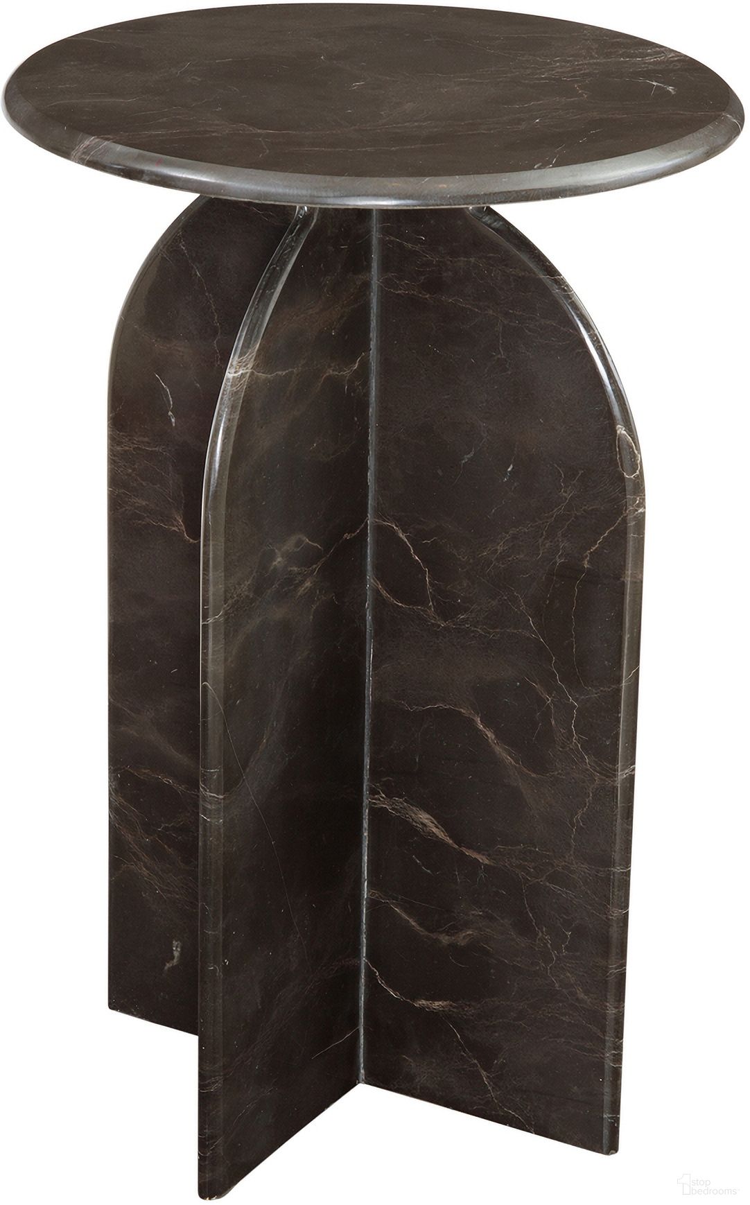 The appearance of Abbey Round Accent Table In Brown designed by Bassett Mirror Company in the modern / contemporary interior design. This brown piece of furniture  was selected by 1StopBedrooms from Abbey Collection to add a touch of cosiness and style into your home. Sku: 9918-LR-223. Material: Marble.