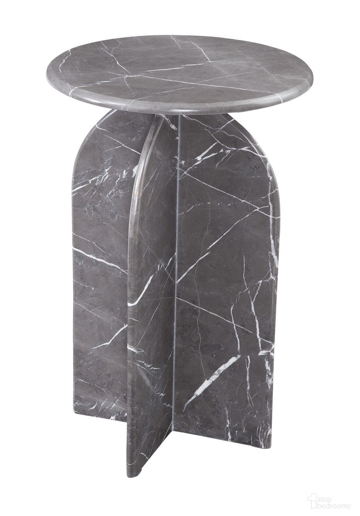 The appearance of Abbey Round Accent Table In Gray designed by Bassett Mirror Company in the modern / contemporary interior design. This gray piece of furniture  was selected by 1StopBedrooms from Abbey Collection to add a touch of cosiness and style into your home. Sku: 9919-LR-223. Material: Marble.