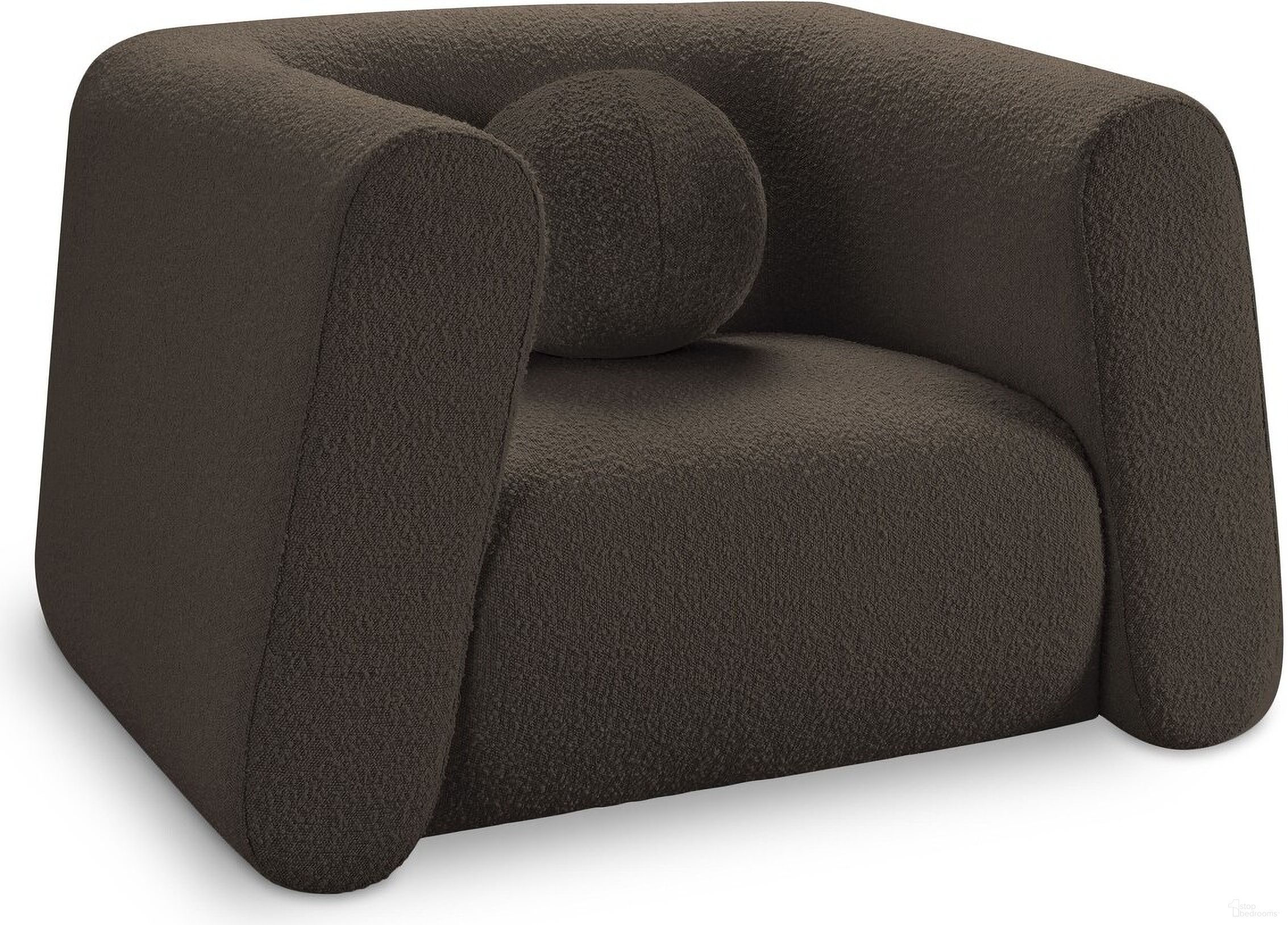 The appearance of Abbington Boucle Fabric Chair In Brown designed by Meridian in the modern / contemporary interior design. This brown piece of furniture  was selected by 1StopBedrooms from Abbington Collection to add a touch of cosiness and style into your home. Sku: 113Brown-C. Material: Boucle.