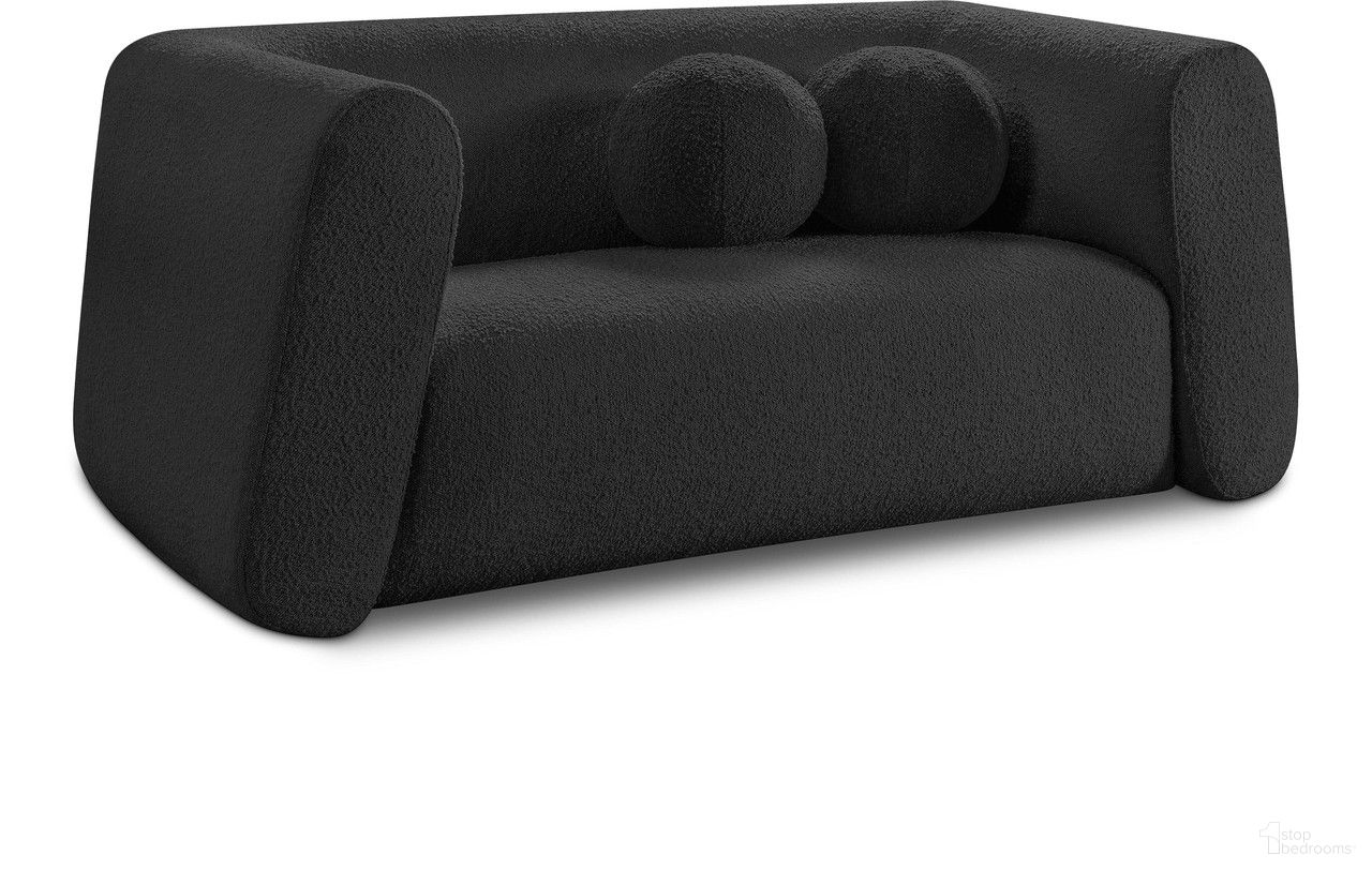 The appearance of Abbington Boucle Fabric Loveseat In Black designed by Meridian in the modern / contemporary interior design. This black piece of furniture was selected by 1StopBedrooms from Abbington Collection to add a touch of cosiness and style into your home. Sku: 113Black-L. Material: Boucle.