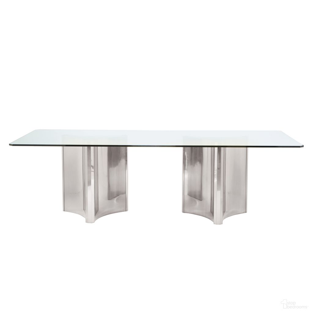 The appearance of Abbott Dining Table In Stainless Steel designed by Bernhardt in the modern / contemporary interior design. This stainless steel piece of furniture  was selected by 1StopBedrooms from Abbott Collection to add a touch of cosiness and style into your home. Sku: 3261050;353770;353770. Table Base Style: Legs. Table Top Shape: Rectangular. Material: Stainless Steel. Size: 50" x 100".