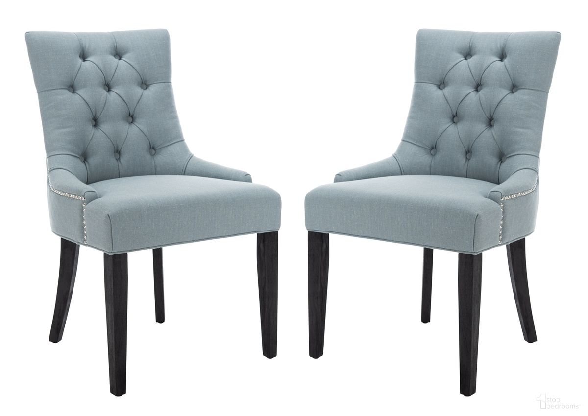 The appearance of Abby 19 Inch Side Chairs Set of 2 with Silver Nail Heads in Sky Blue designed by Safavieh in the modern / contemporary interior design. This sky blue piece of furniture was selected by 1StopBedrooms from Abby Collection to add a touch of cosiness and style into your home. Sku: MCR4701N-SET2. Material: Wood. Chair Type: Side Chair.