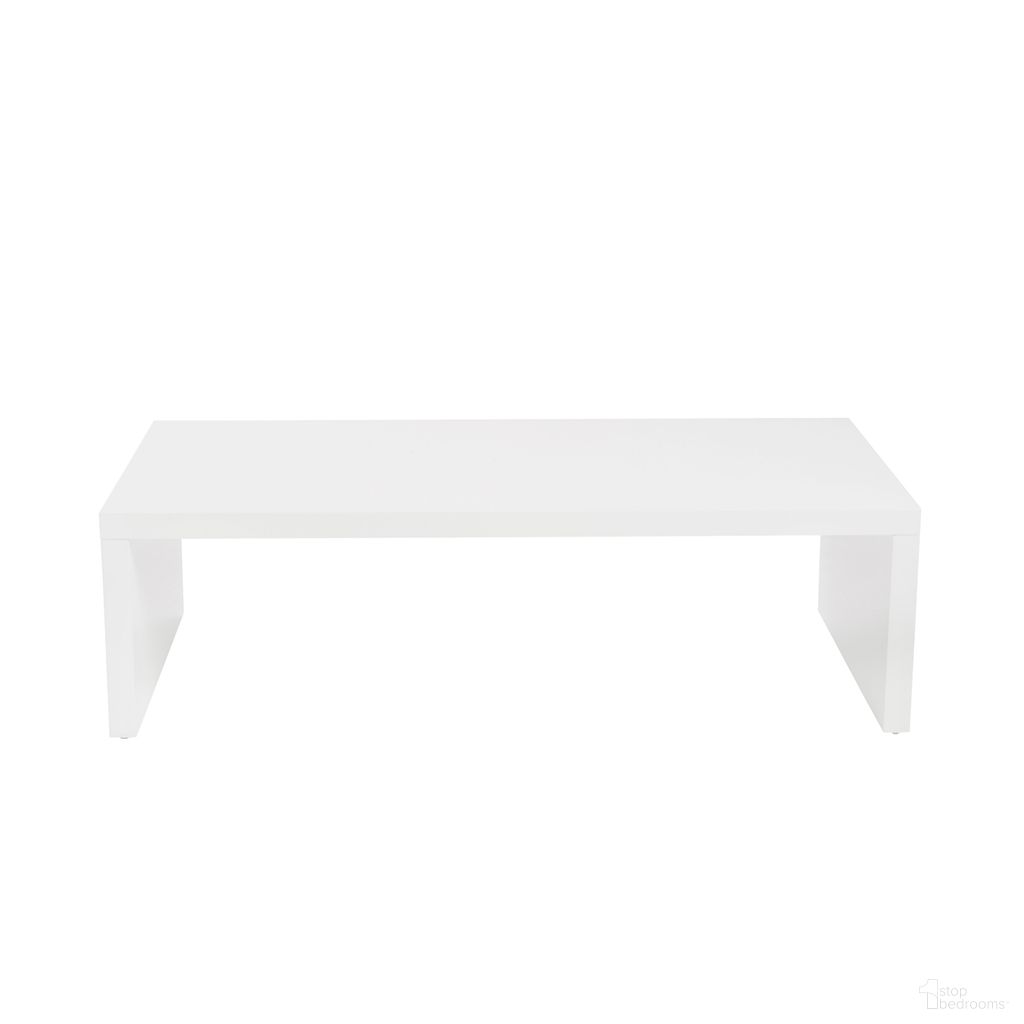 The appearance of Abby 47 Inch Coffee Table In High Gloss White designed by Euro Style in the modern / contemporary interior design. This white high gloss piece of furniture was selected by 1StopBedrooms from Abby Collection to add a touch of cosiness and style into your home. Sku: 09704WHT. Material: MDF.