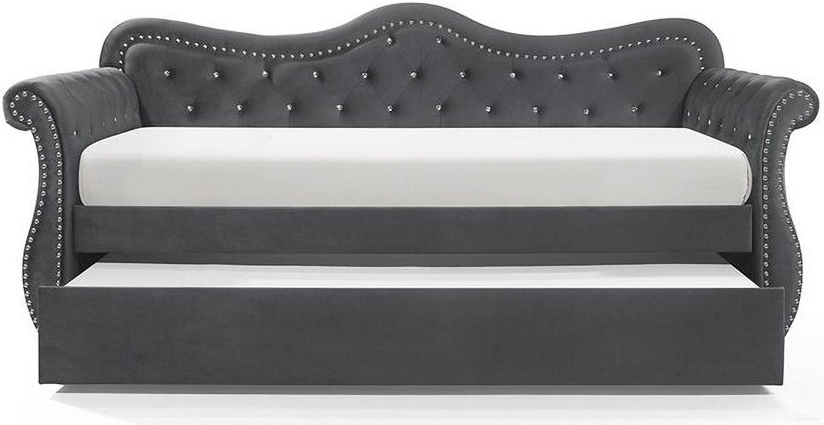 The appearance of Abby Daybed In Gray designed by Galaxy Home Furnishings in the modern / contemporary interior design. This gray piece of furniture was selected by 1StopBedrooms from Abby Collection to add a touch of cosiness and style into your home. Sku: 808857766687-1;808857766687-2. Bed Type: Daybed. Material: Wood.