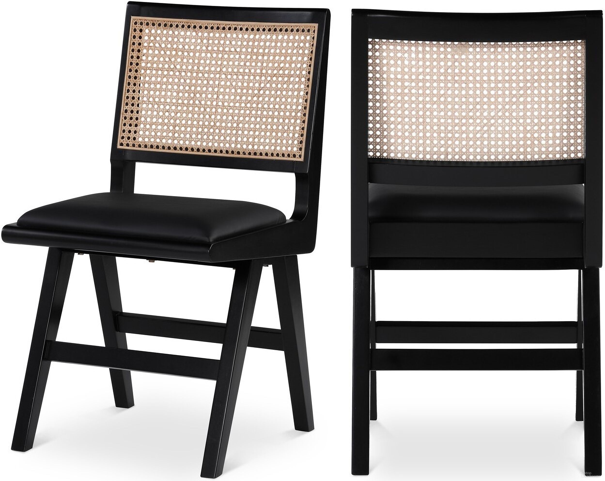 The appearance of Abby Vegan Leather Dining Side Chair Set of 2 In Black designed by Meridian in the transitional interior design. This black piece of furniture was selected by 1StopBedrooms from Abby Collection to add a touch of cosiness and style into your home. Sku: 897Black-SC. Material: Wood. Chair Type: Side Chair.