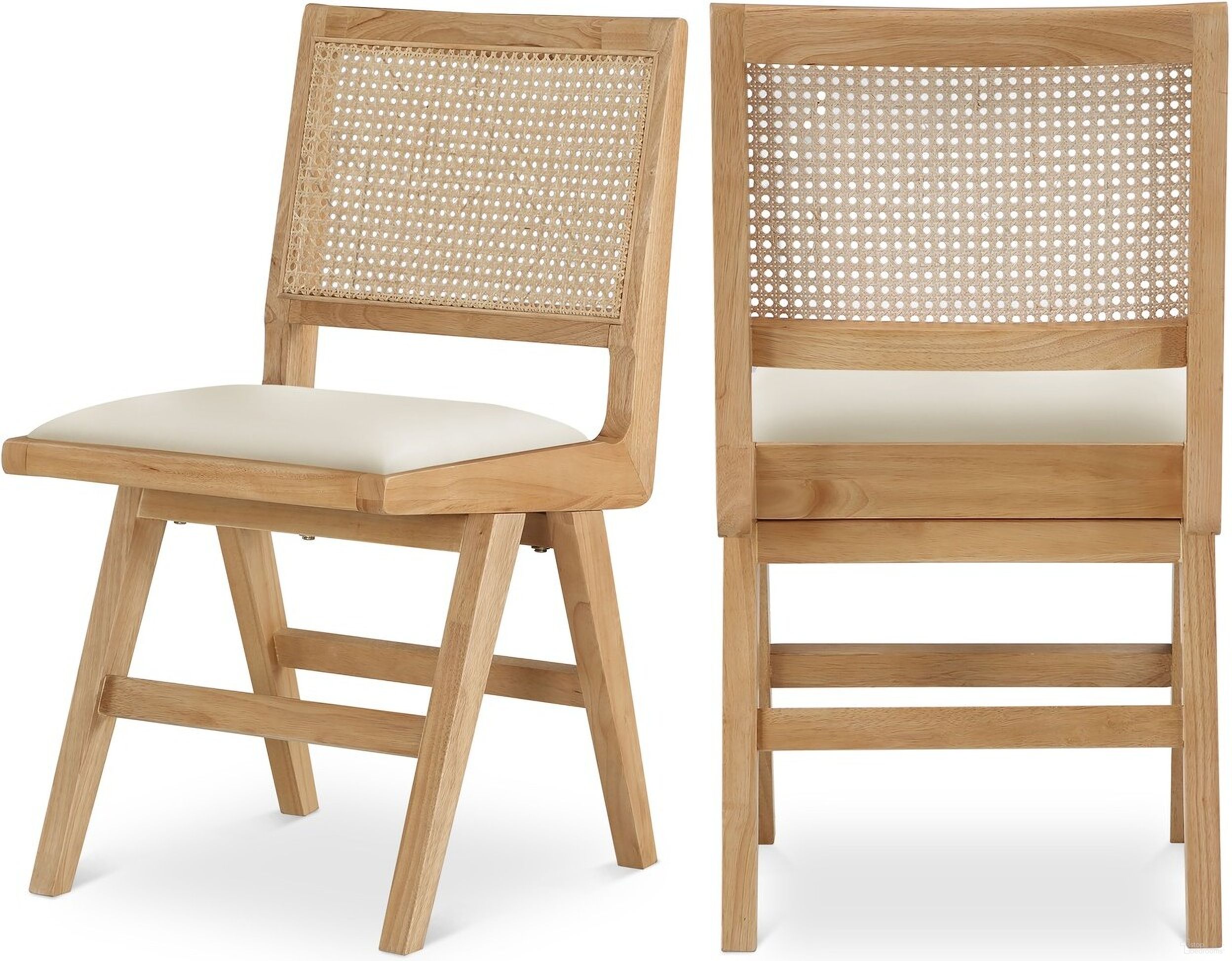 Abby Vegan Leather Dining Side Chair Set of 2 In Cream