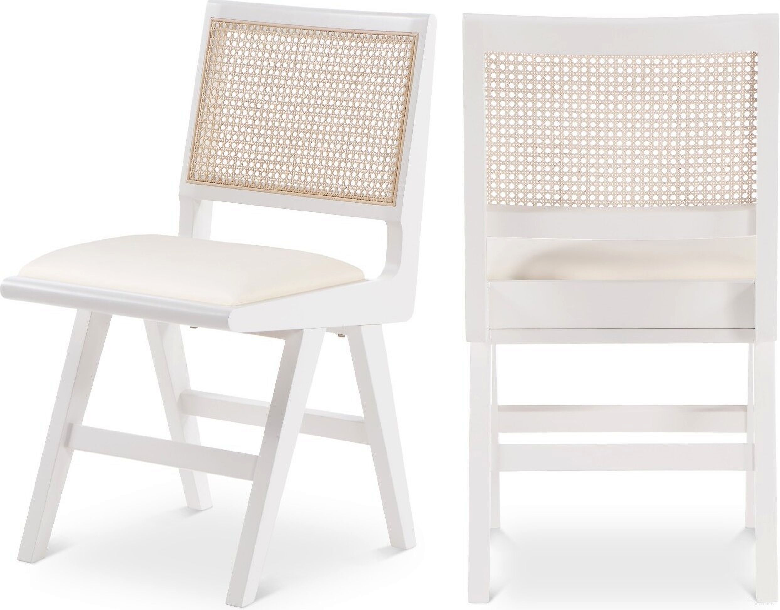 The appearance of Abby Vegan Leather Dining Side Chair Set of 2 In White designed by Meridian in the transitional interior design. This white piece of furniture was selected by 1StopBedrooms from Abby Collection to add a touch of cosiness and style into your home. Sku: 897White-SC. Material: Wood. Chair Type: Side Chair.