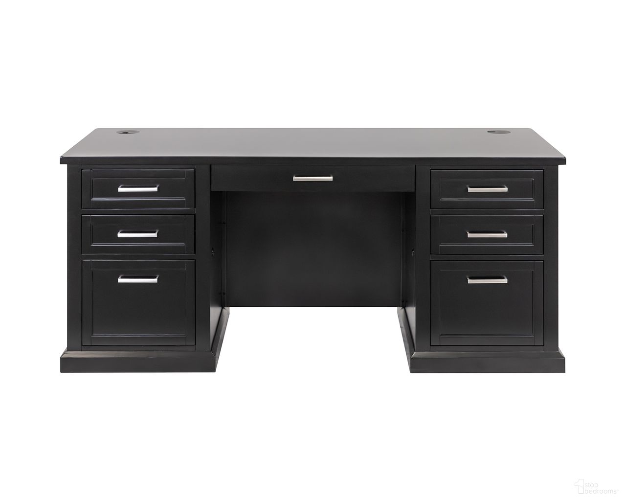 The appearance of Abby Wood Double Pedestal Executive Desk In Black designed by Martin Furniture in the modern / contemporary interior design. This black piece of furniture was selected by 1StopBedrooms from Abby Collection to add a touch of cosiness and style into your home. Sku: IMAY680B. Material: Wood.
