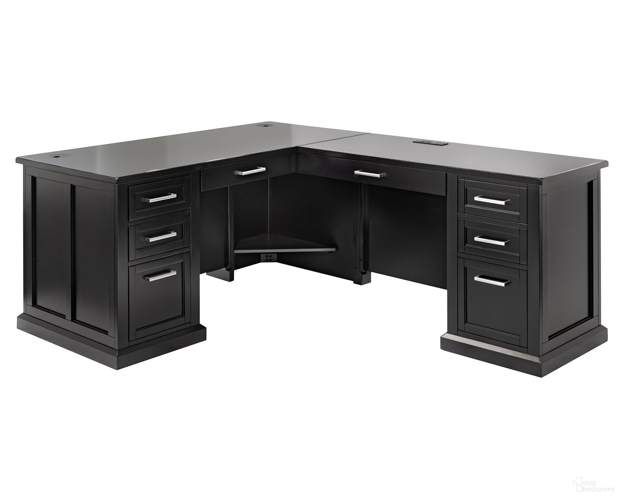 The appearance of Abby Wood L-Desk and Return In Black designed by Martin Furniture in the modern / contemporary interior design. This black piece of furniture was selected by 1StopBedrooms from Abby Collection to add a touch of cosiness and style into your home. Sku: IMAY664RB-KIT. Material: Wood.