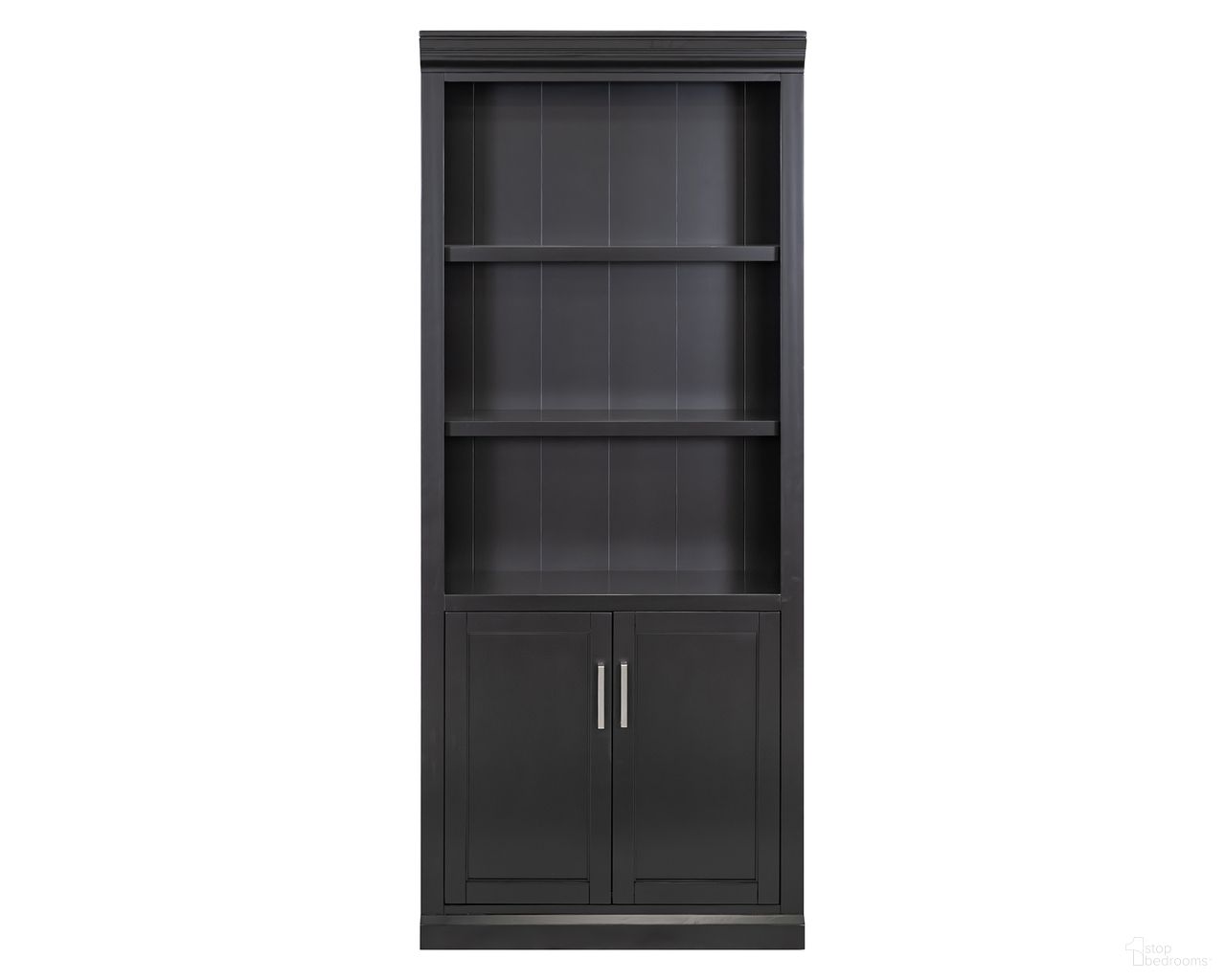 The appearance of Abby Wood Lower Doors Bookcase In Black designed by Martin Furniture in the modern / contemporary interior design. This black piece of furniture  was selected by 1StopBedrooms from Abby Collection to add a touch of cosiness and style into your home. Sku: IMAY3278DB. Material: Wood.
