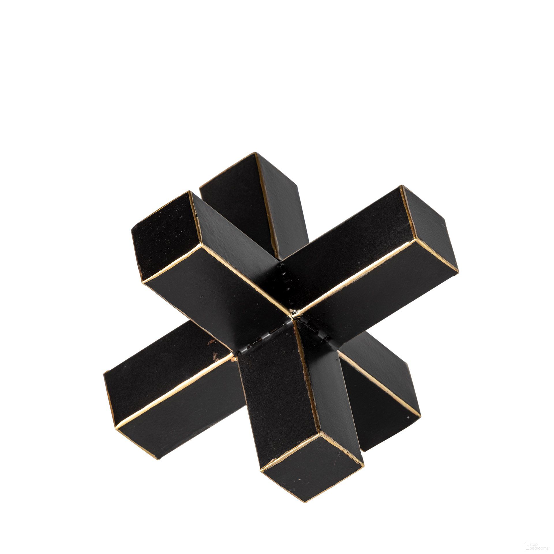 Abel 8 x 7 Inch Metal Small Jack with Gold Accents In Black by Mercana
