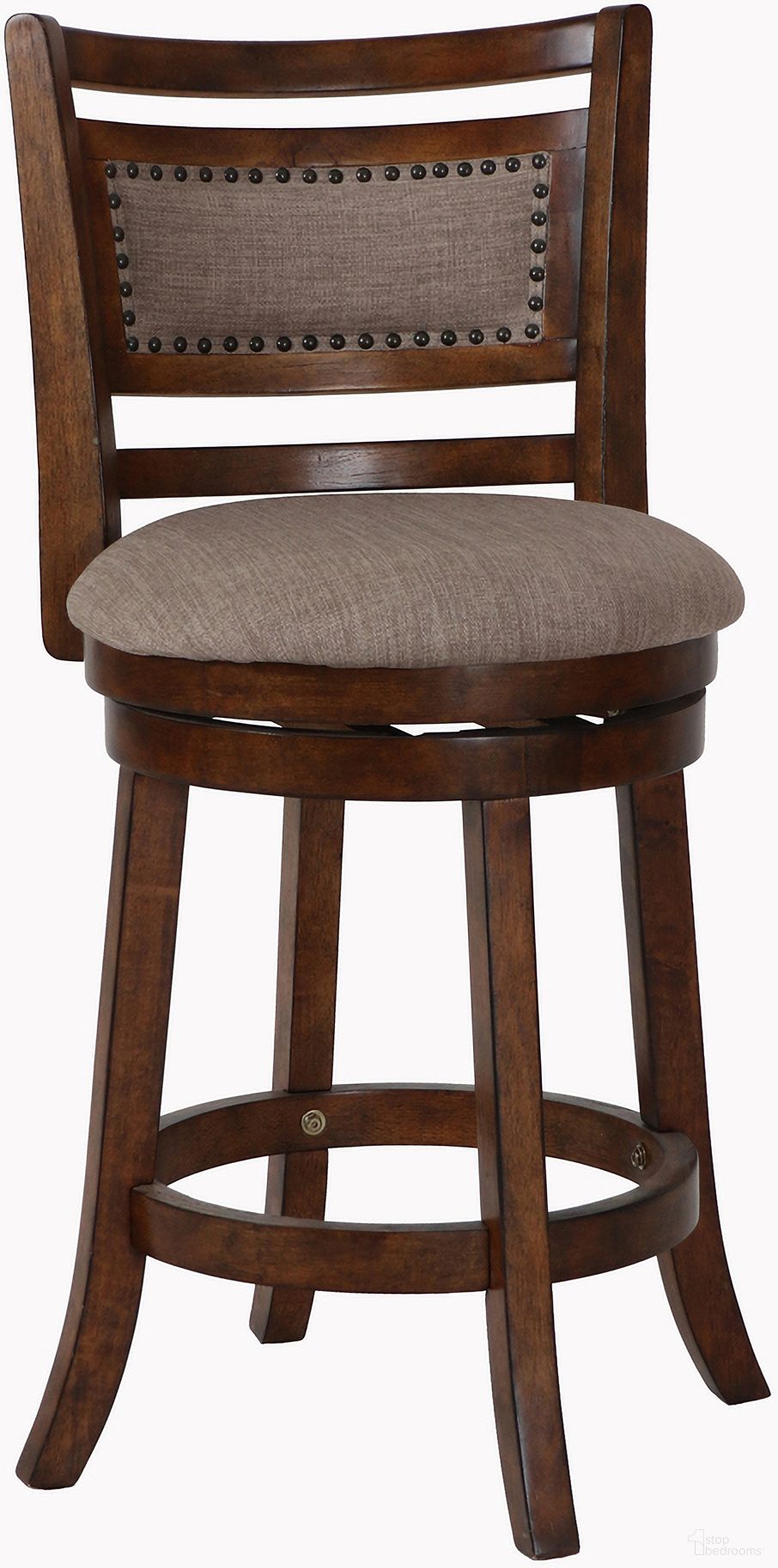 The appearance of Aberdeen 24 Inch Counter Stool with Fabric Cushions In Brown designed by New Classic in the transitional interior design. This brown piece of furniture was selected by 1StopBedrooms from Aberdeen Collection to add a touch of cosiness and style into your home. Sku: S1218-CS-FB. Material: Wood.