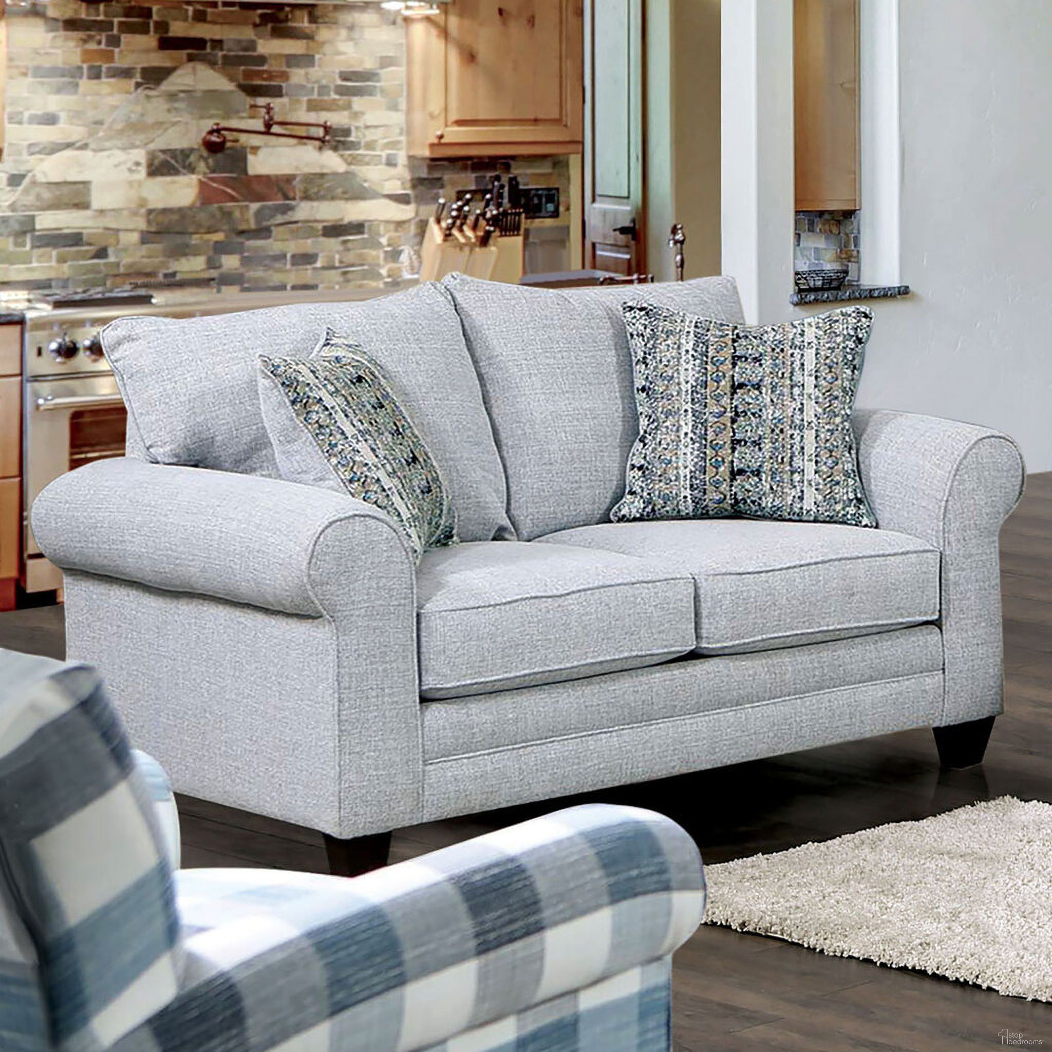 The appearance of Aberporth Loveseat In Gray designed by Furniture of America in the modern / contemporary interior design. This gray piece of furniture was selected by 1StopBedrooms from Aberporth Collection to add a touch of cosiness and style into your home. Sku: SM5406-LV. Material: Wood.