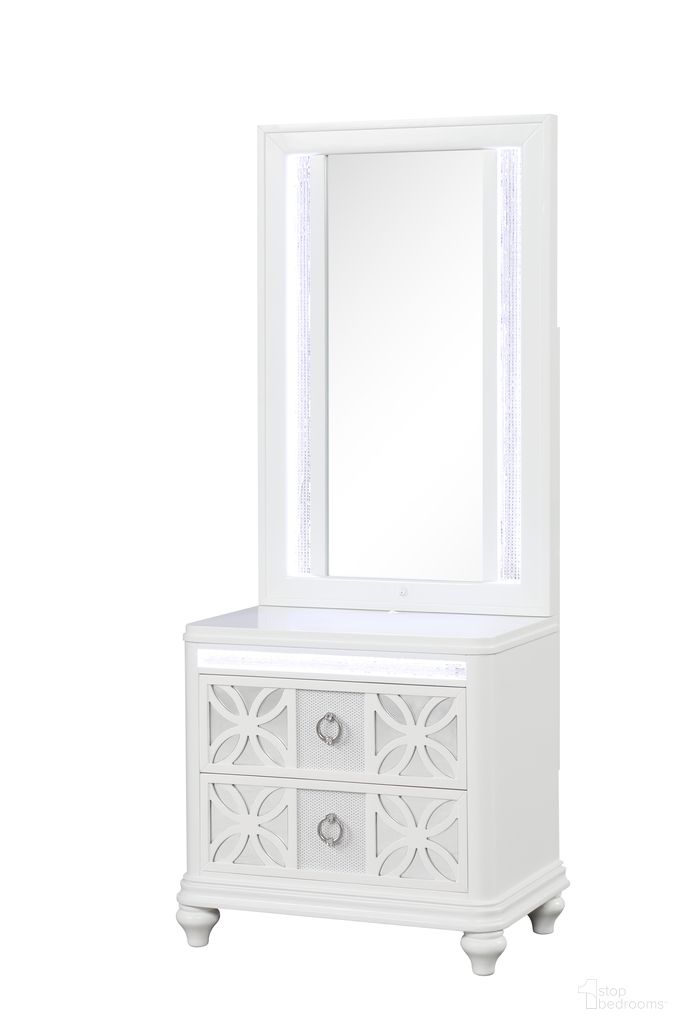Abigale Nightstand Mirror Top In White