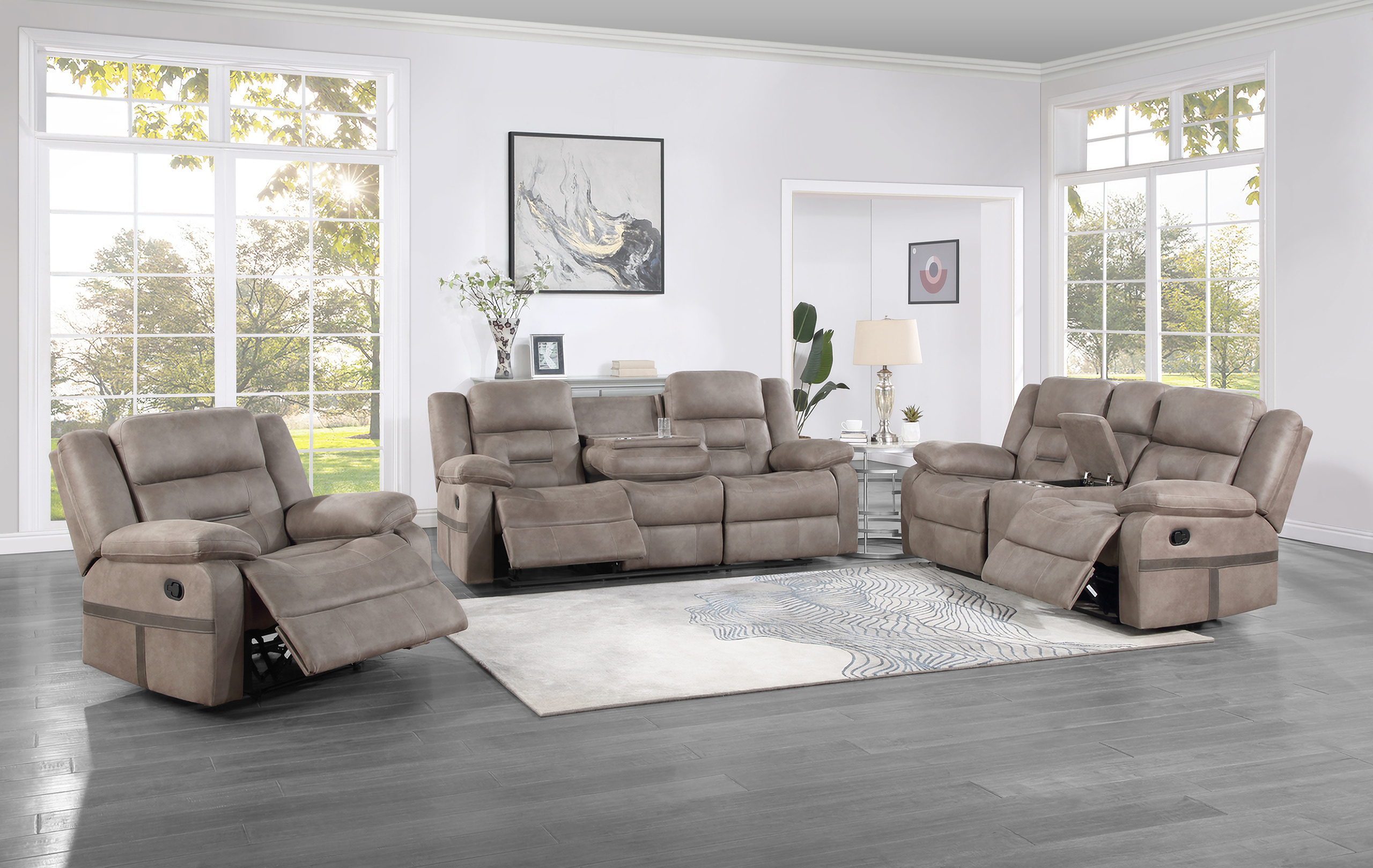 Abilene 3PC Upholstery Living Room Set In Brown by Steve Silver