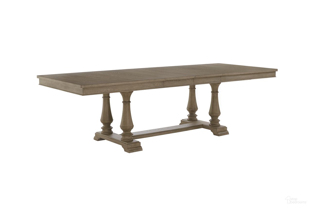 The appearance of Abington Extendable Dining Table in Linville Oak designed by FD Home in the traditional interior design. This linville oak piece of furniture was selected by 1StopBedrooms from Abington Collection to add a touch of cosiness and style into your home. Sku: 4560-04T;4560-04B. Table Base Style: Double Pedestal. Table Top Shape: Rectangular. Size: 42" x 108". Material: Poplar Solid.