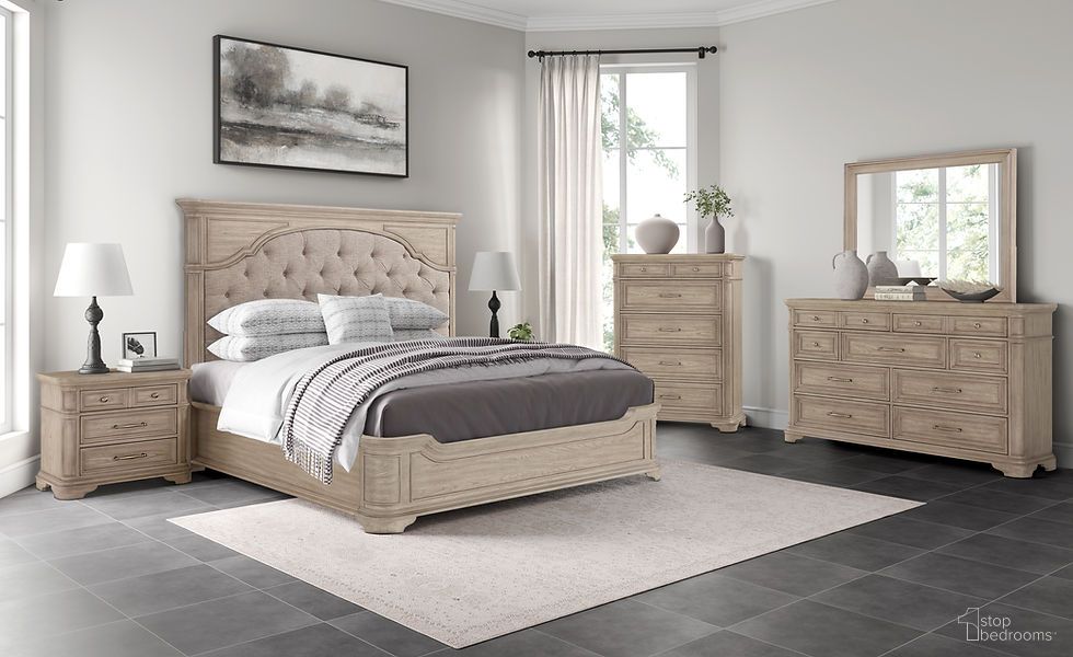 The appearance of Abington Upholstered Panel Bedroom Set in Linville Oak designed by FD Home in the traditional interior design. This linville oak piece of furniture was selected by 1StopBedrooms from Abington Collection to add a touch of cosiness and style into your home. Sku: 7560-13;7560-14;7560-08;7560-02. Bed Size: King. Material: Oak Veneer.
