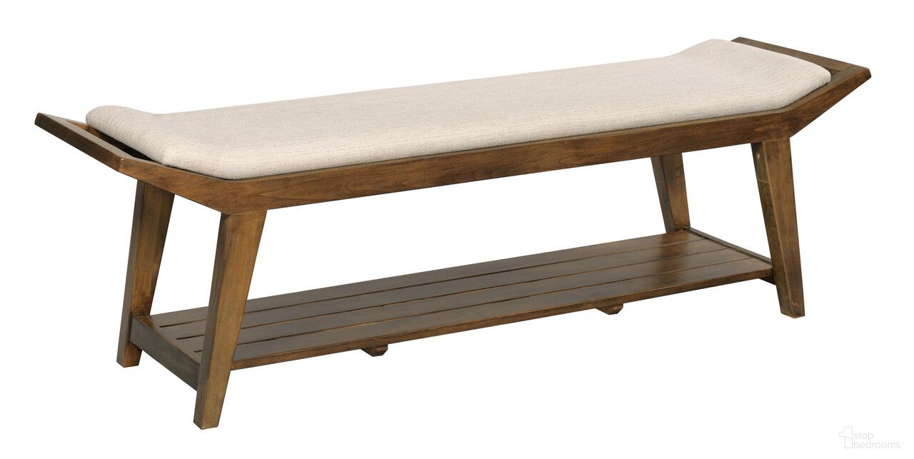 The appearance of Atlas Bench In Warm Brunette designed by Kincaid in the transitional interior design. This warm brunette piece of furniture  was selected by 1StopBedrooms from Abode Collection to add a touch of cosiness and style into your home. Sku: 269-480. Material: Solid Wood.