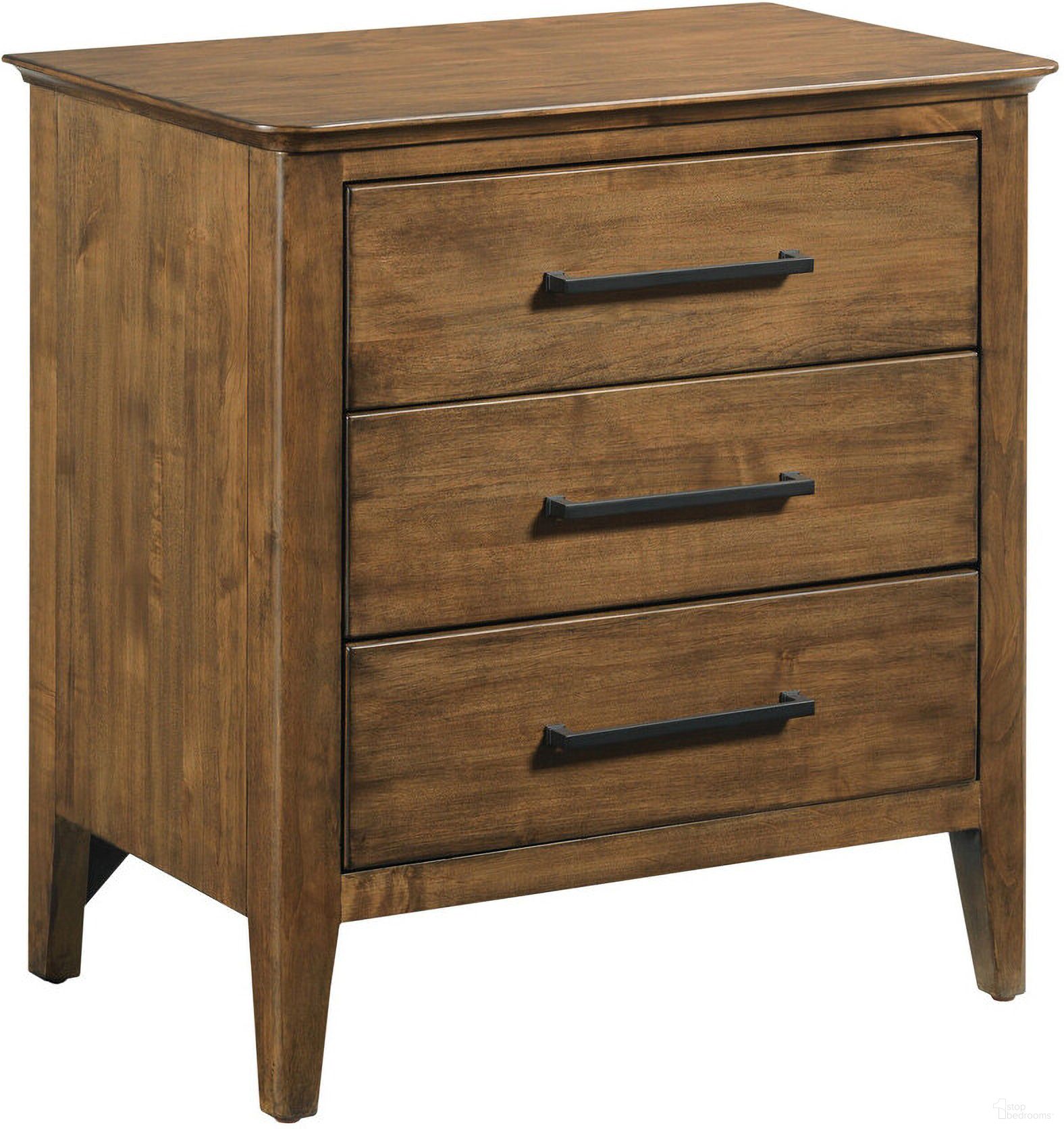 The appearance of Larson Nightstand In Warm Brunette designed by Kincaid in the transitional interior design. This warm brunette piece of furniture was selected by 1StopBedrooms from Abode Collection to add a touch of cosiness and style into your home. Sku: 269-420. Material: Solid Wood.