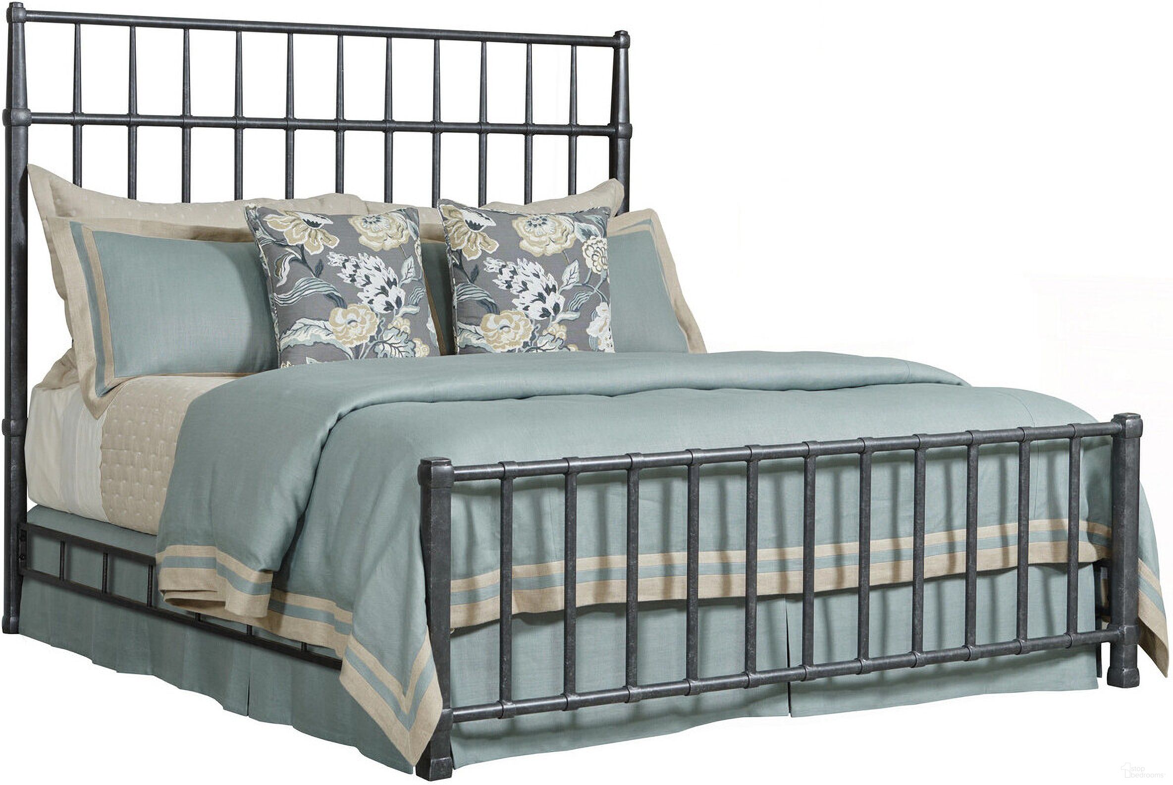 The appearance of Sylvan King Metal Bed In Black designed by Kincaid in the transitional interior design. This black piece of furniture was selected by 1StopBedrooms from Abode Collection to add a touch of cosiness and style into your home. Sku: 269-302;269-303. Material: Metal. Bed Size: King. Bed Type: Metal Bed.