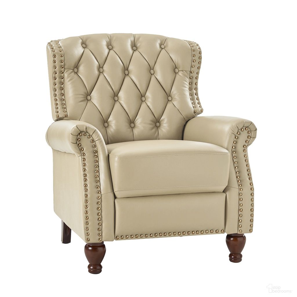 Abraham Genuine Leather Recliner In Beige