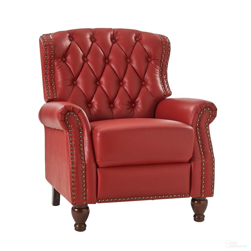 The appearance of Abraham Genuine Leather Recliner In Red designed by Karat Home in the modern / contemporary interior design. This red piece of furniture  was selected by 1StopBedrooms from Abraham Collection to add a touch of cosiness and style into your home. Sku: RCCZ0967-RED. Material: Genuine Leather.