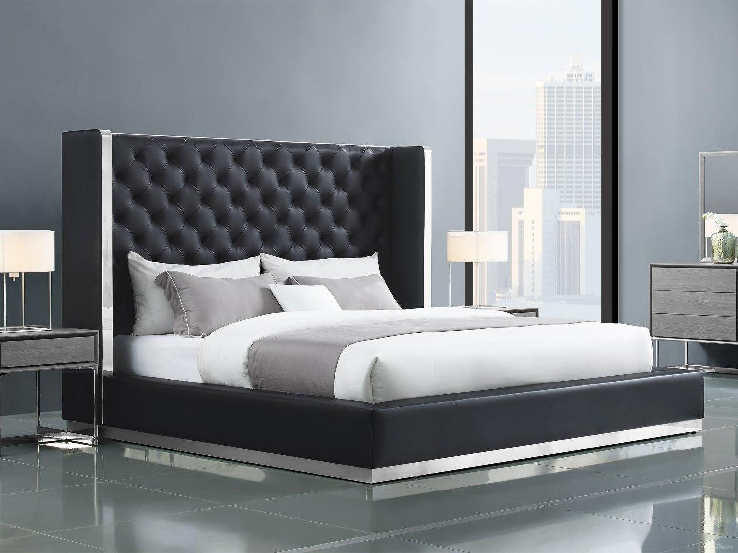 The appearance of Abrazo Black King Bed designed by Whiteline Modern Living in the modern / contemporary interior design. This black piece of furniture was selected by 1StopBedrooms from Abrazo Collection to add a touch of cosiness and style into your home. Sku: BK1356P-BLK. Bed Type: Platform Bed. Bed Size: King. Material: Stainless Steel.