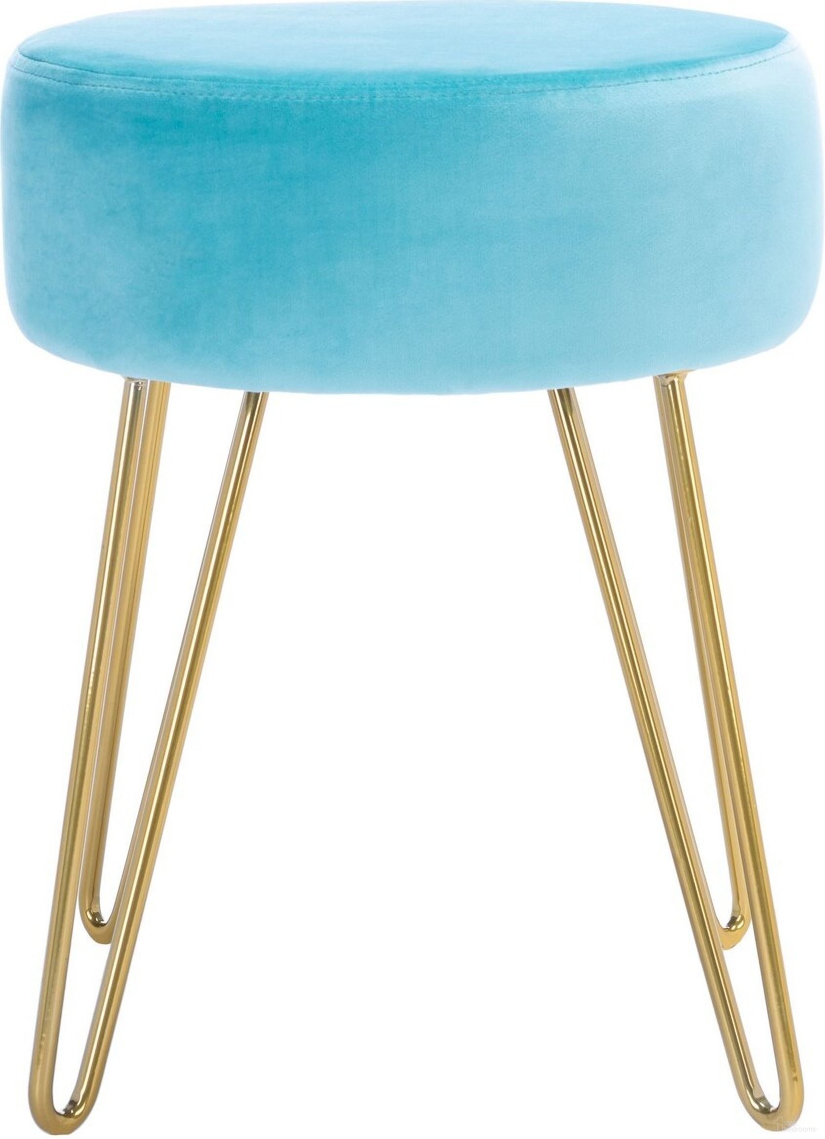 Abrea Round Ottoman in Aqua