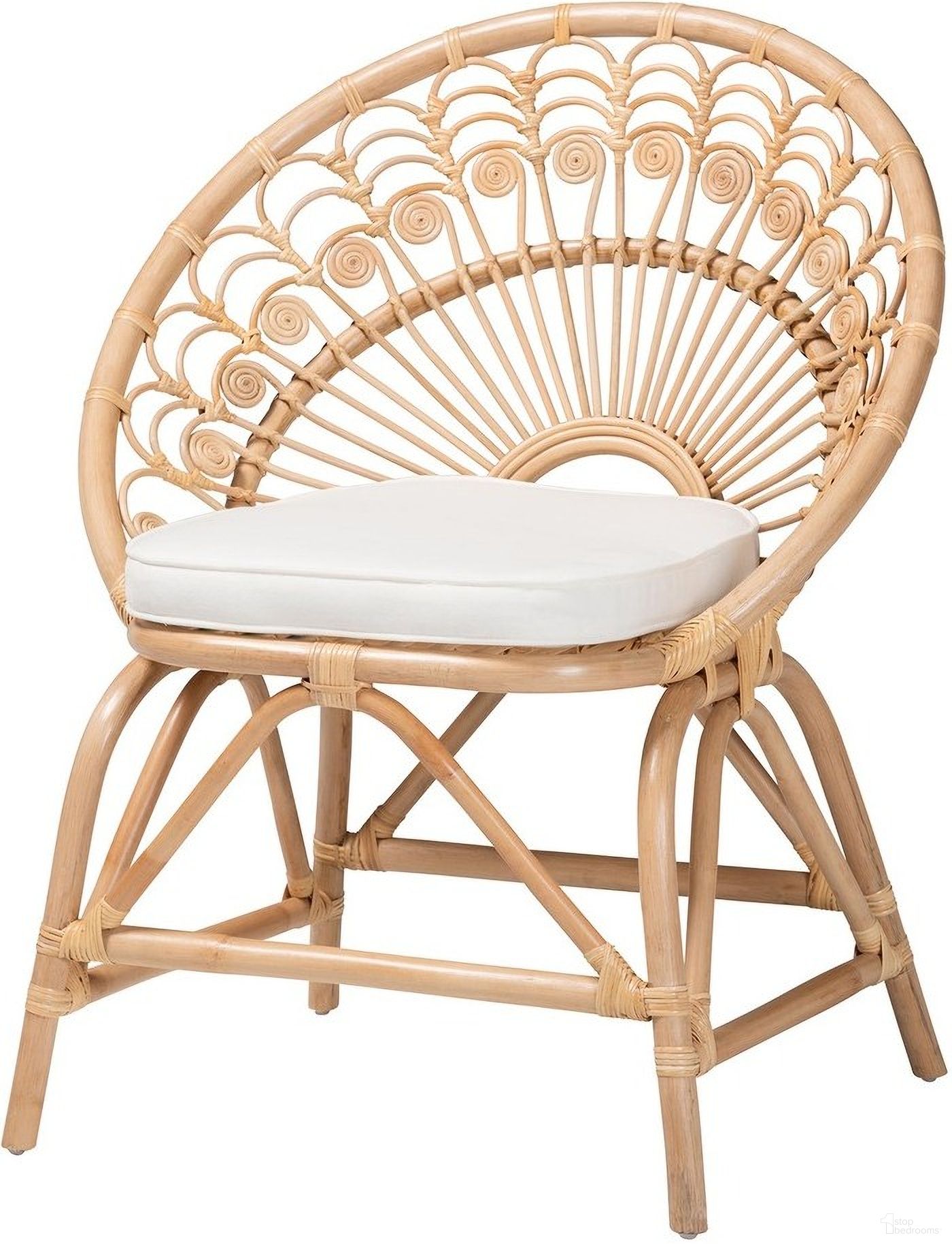 Abriella Peacock Accent Chair In Natural Brown