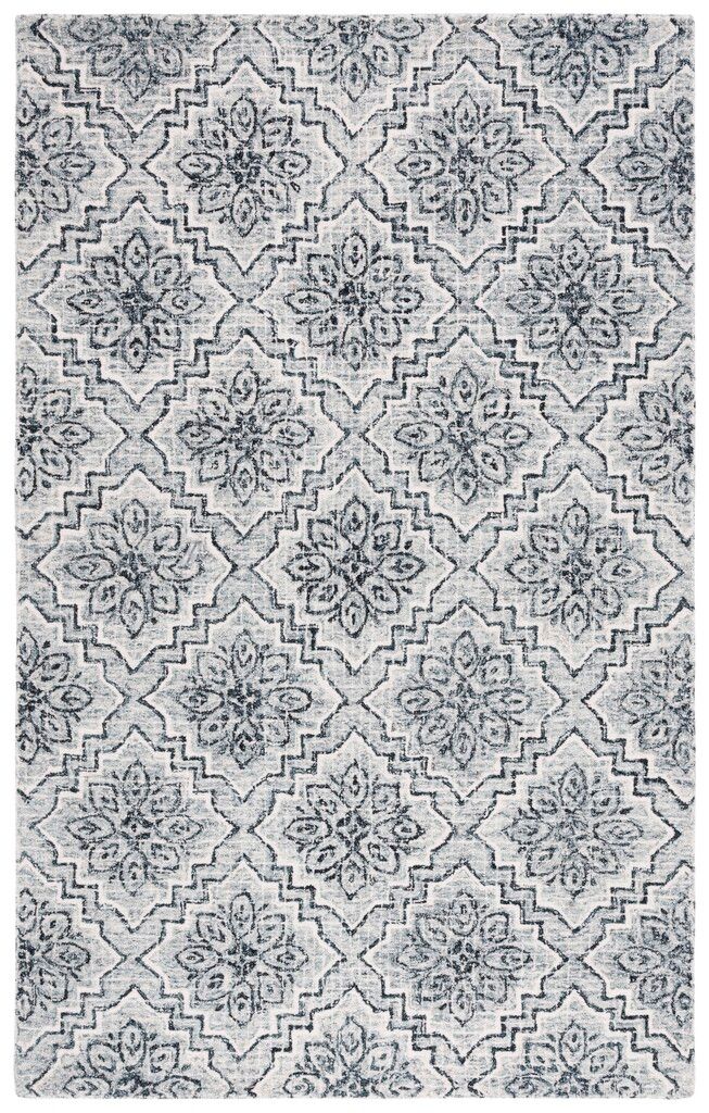Abstract 4' x 6' Area Rug In Dark Blue and Grey
