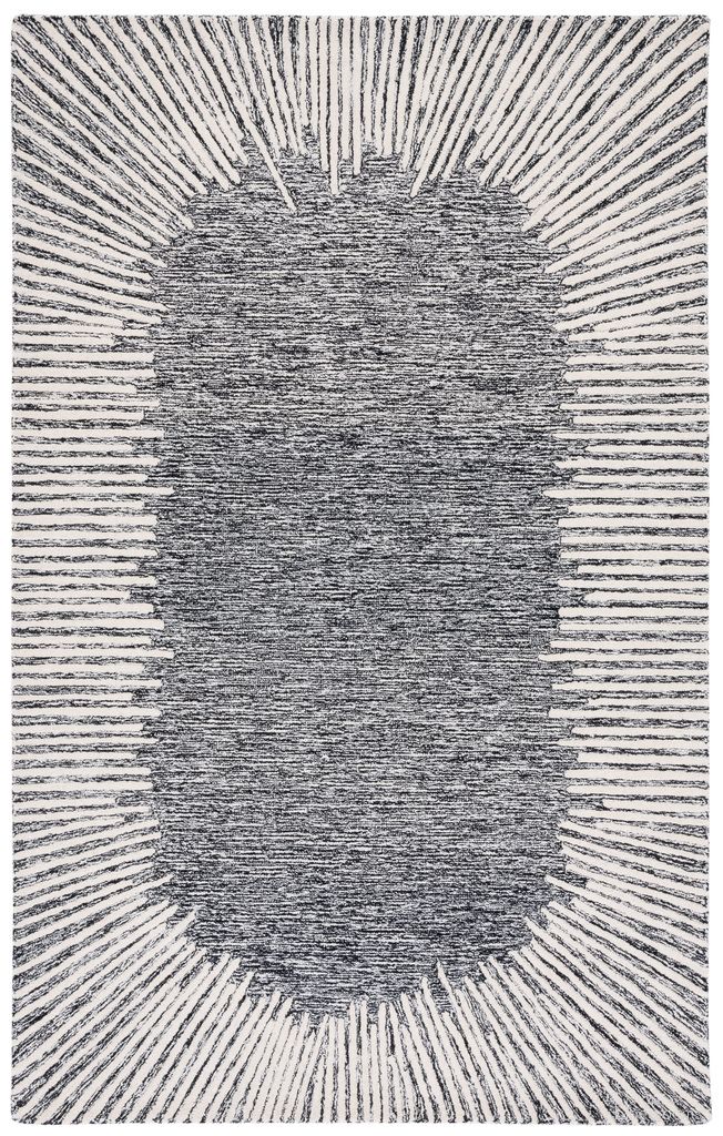 Abstract 9' x 12' Area Rug In Black and Ivory