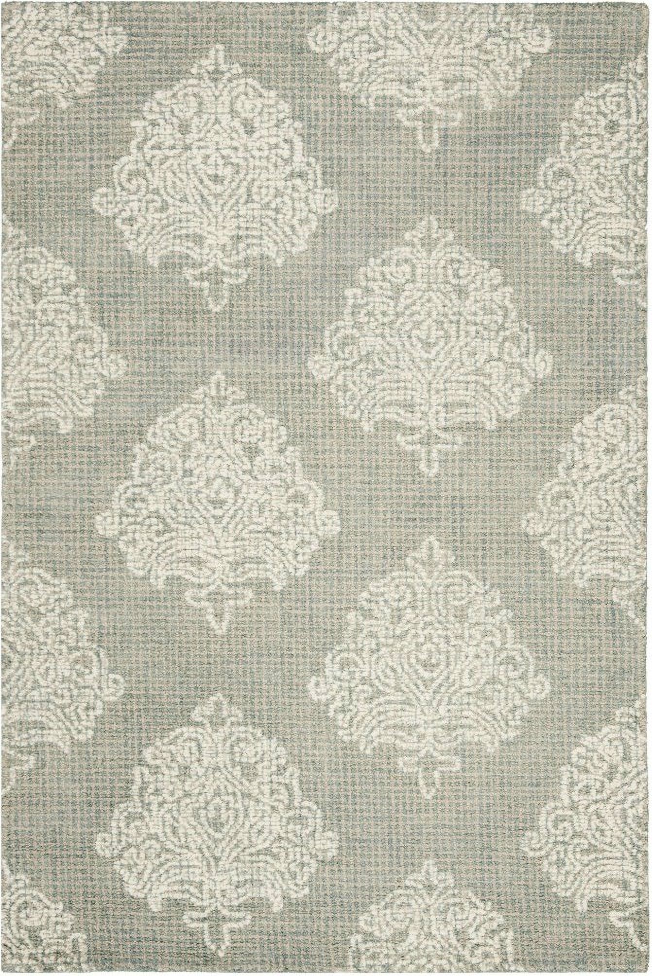 Abstract Hand Tufted Aqua and Ivory 4' x 6' Small Rectangle Rugs