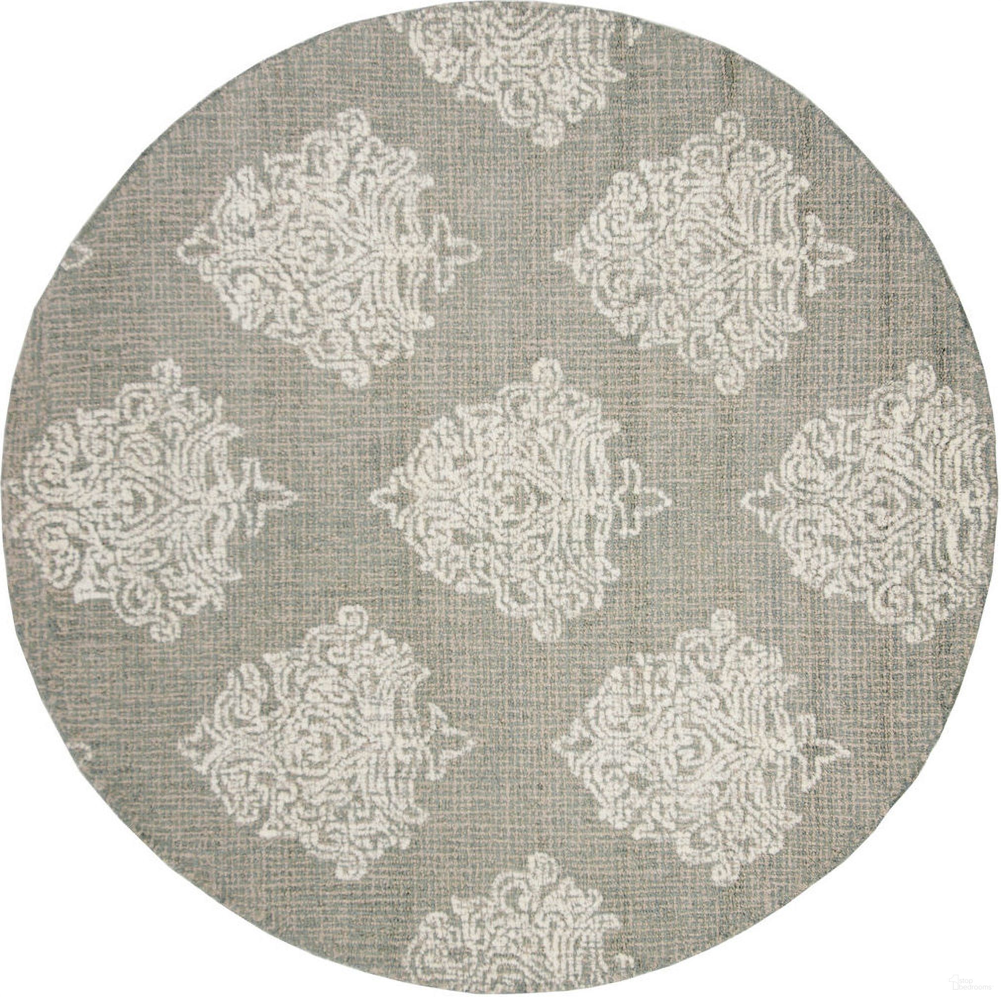 Abstract Hand Tufted Aqua and Ivory 6' x 6' Round Rugs
