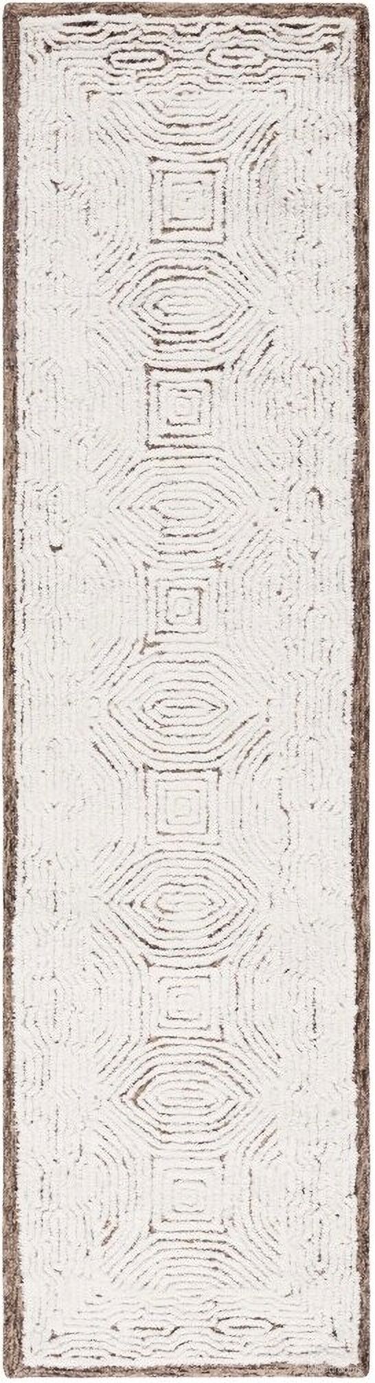 Abstract Hand Tufted Beige and Ivory 2'-3" x 9' Runner Rugs