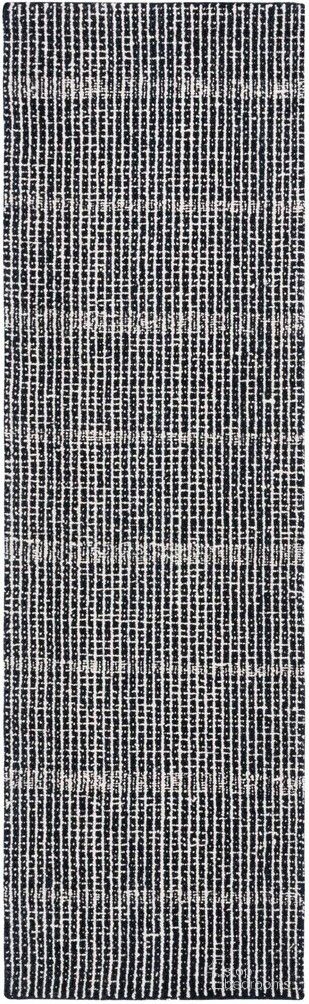 Abstract Hand Tufted Black and Ivory 2'-3" x 8' Runner Rugs ABT482Z-28