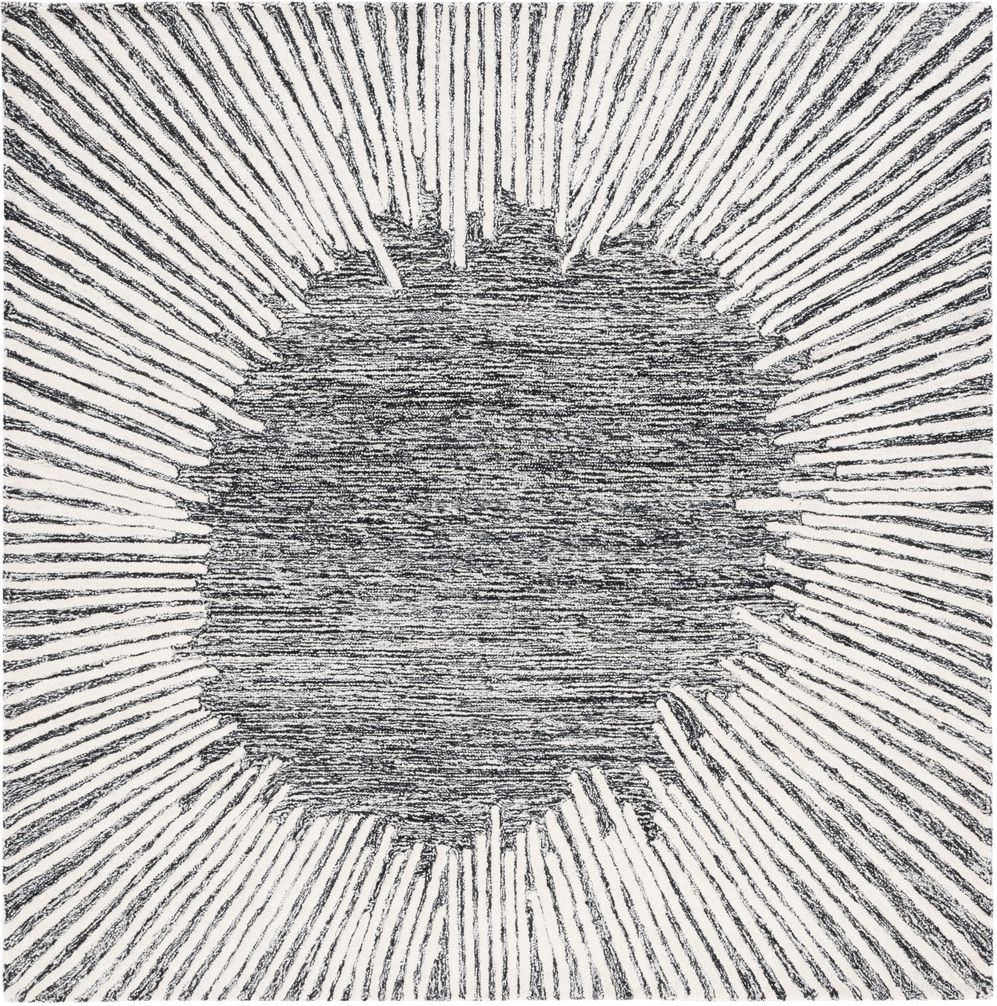 Abstract Hand Tufted Black and Ivory 6' x 6' Square Rugs ABT478Z-6SQ