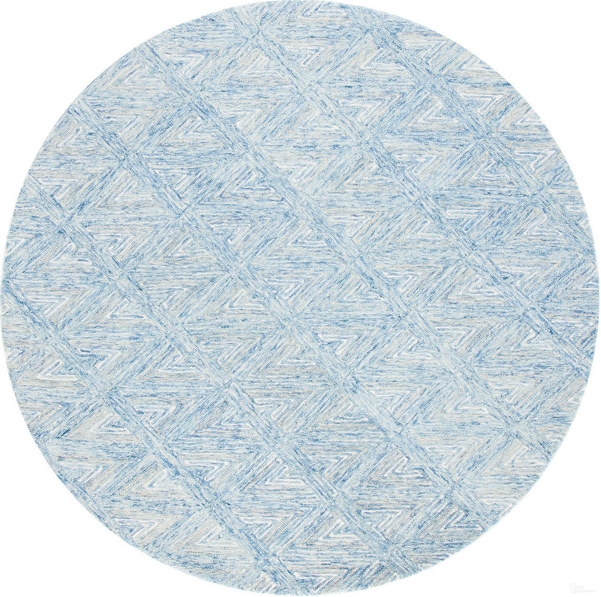 The appearance of Abstract Hand Tufted Blue and Beige 6' x 6' Round Rugs designed by Safavieh in the modern / contemporary interior design. This blue and beige piece of furniture  was selected by 1StopBedrooms from Abstract Collection to add a touch of cosiness and style into your home. Sku: ABT653M-6R. Material: Wool.