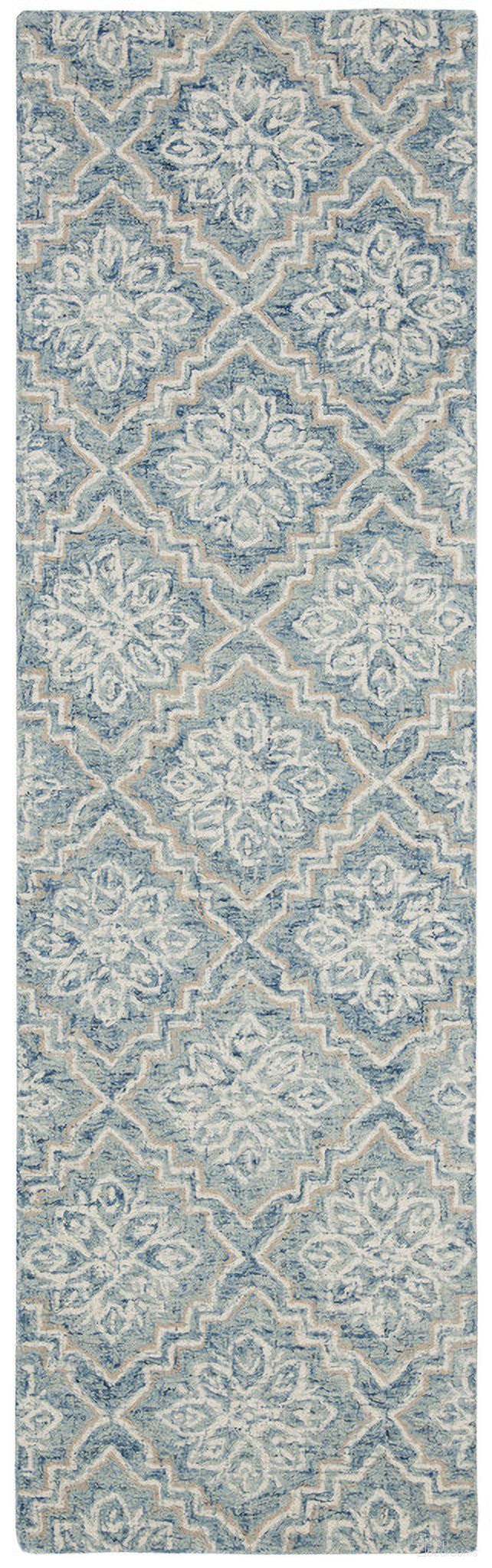 Abstract Hand Tufted Blue and Grey 2'-3" x 10' Runner Rugs