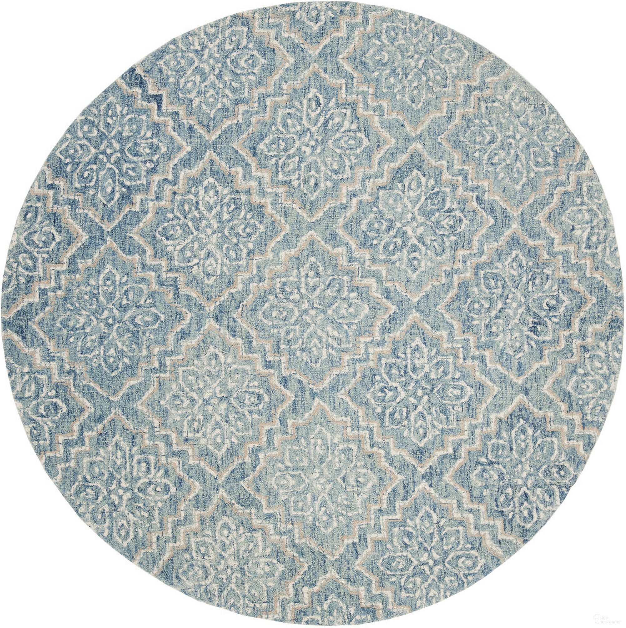 Abstract Hand Tufted Blue and Grey 8' x 8' Round Round Rugs by Safavieh